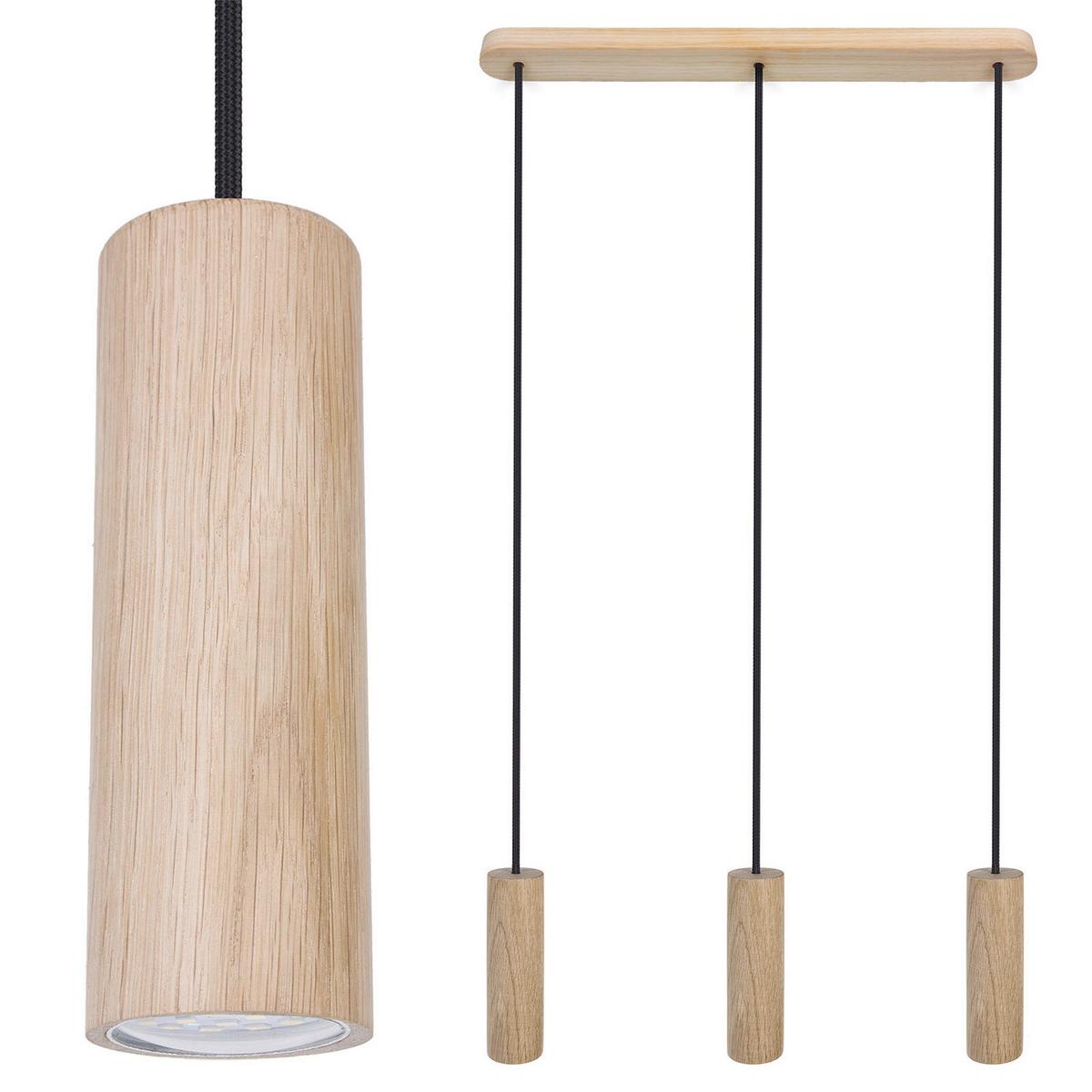 HÄNGELEUCHTE 8520344 madera 3/Eiche/Schwarz - Schwarz/Naturfarben, Natur, Holz (52/90-140cm)