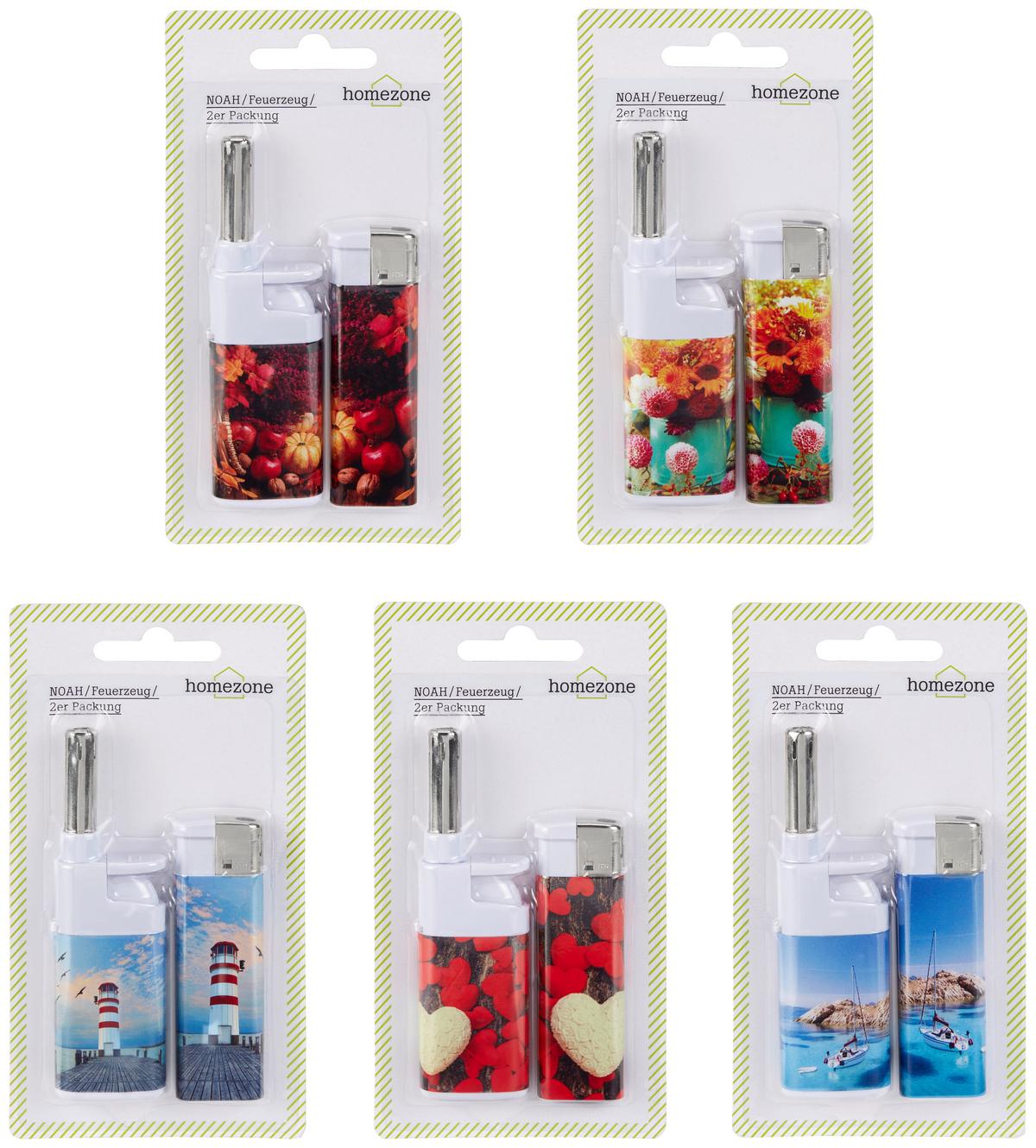 Feuerzeug Noah 2er-Set - Multicolor, KONVENTIONELL, Kunststoff (7/11cm) - Homezone