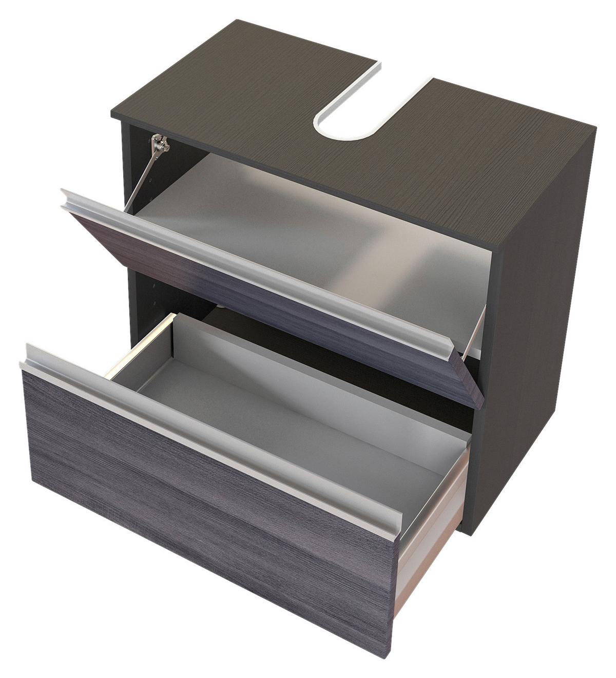 Waschbeckenunterschrank Arezzo B: 60 Cm Silbereiche Dekor - Silberfarben/Graphitfarben, Basics, Holzwerkstoff (60/54/35cm) - Held