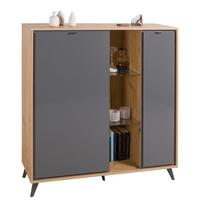 Komód Corniche 123/125 Cm - tölgyfa színű/antracit, Modern, faalapú anyag (123/125,5/40,6cm)