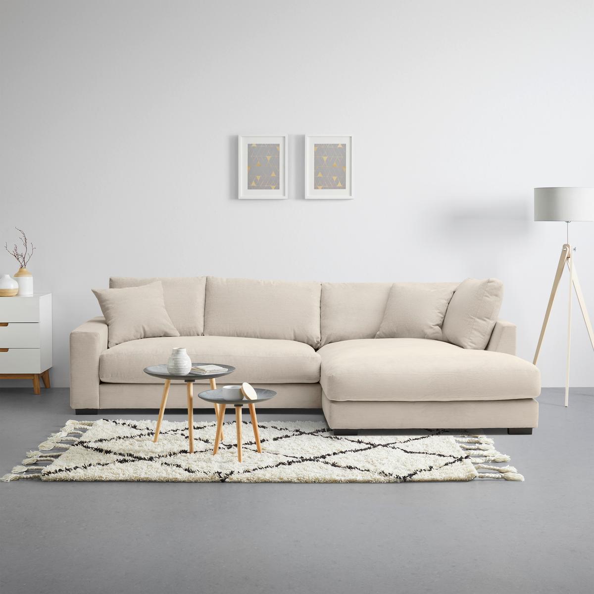 Rohová sedačka PEDRO, pravá, šedohnědá - černá/šedohnědá, Moderní, textil/plast (300/190cm) - Mömax