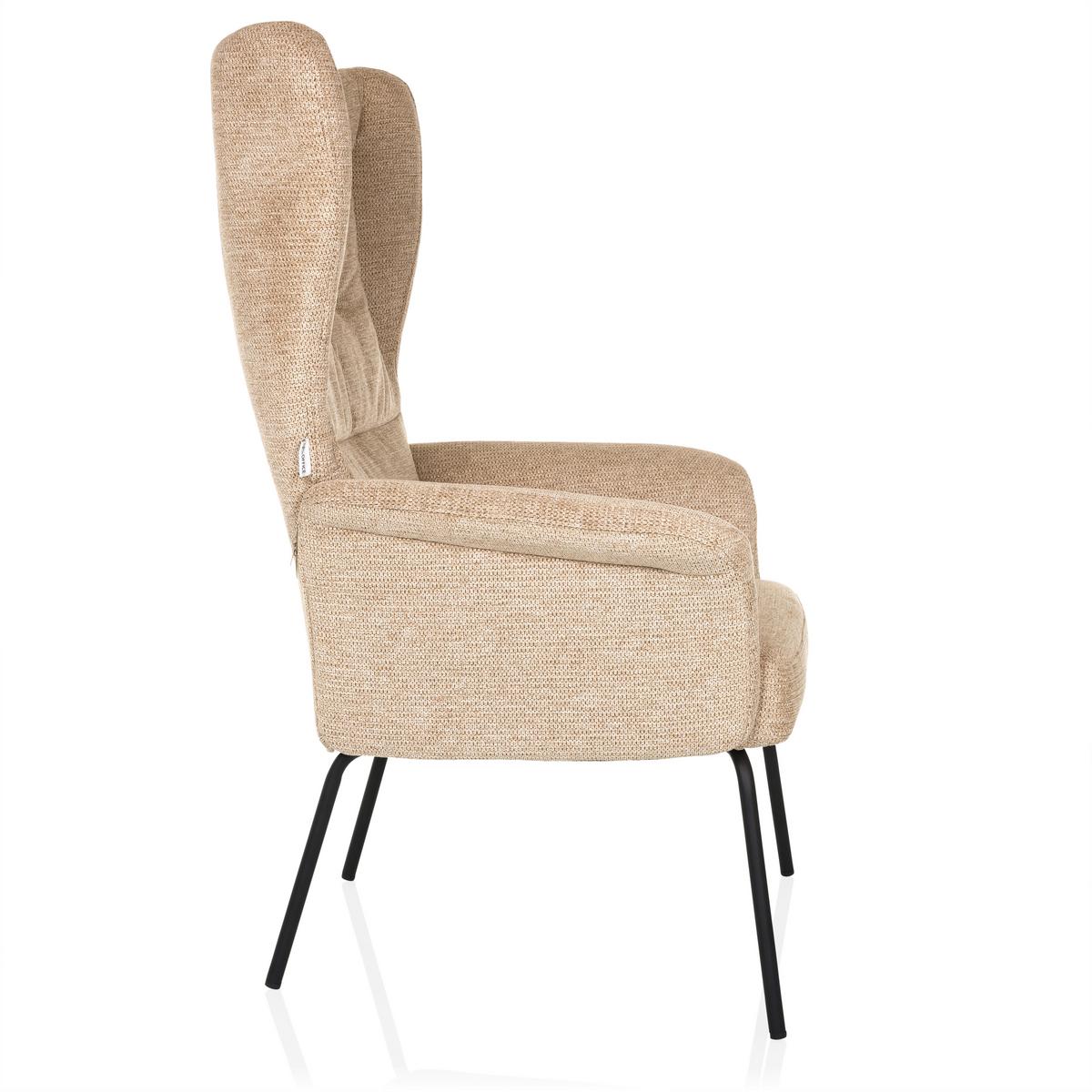 Ohrensessel Havenio Beige B: 71 cm - Beige/Schwarz, MODERN, Textil (71/110/71cm) - MID.YOU