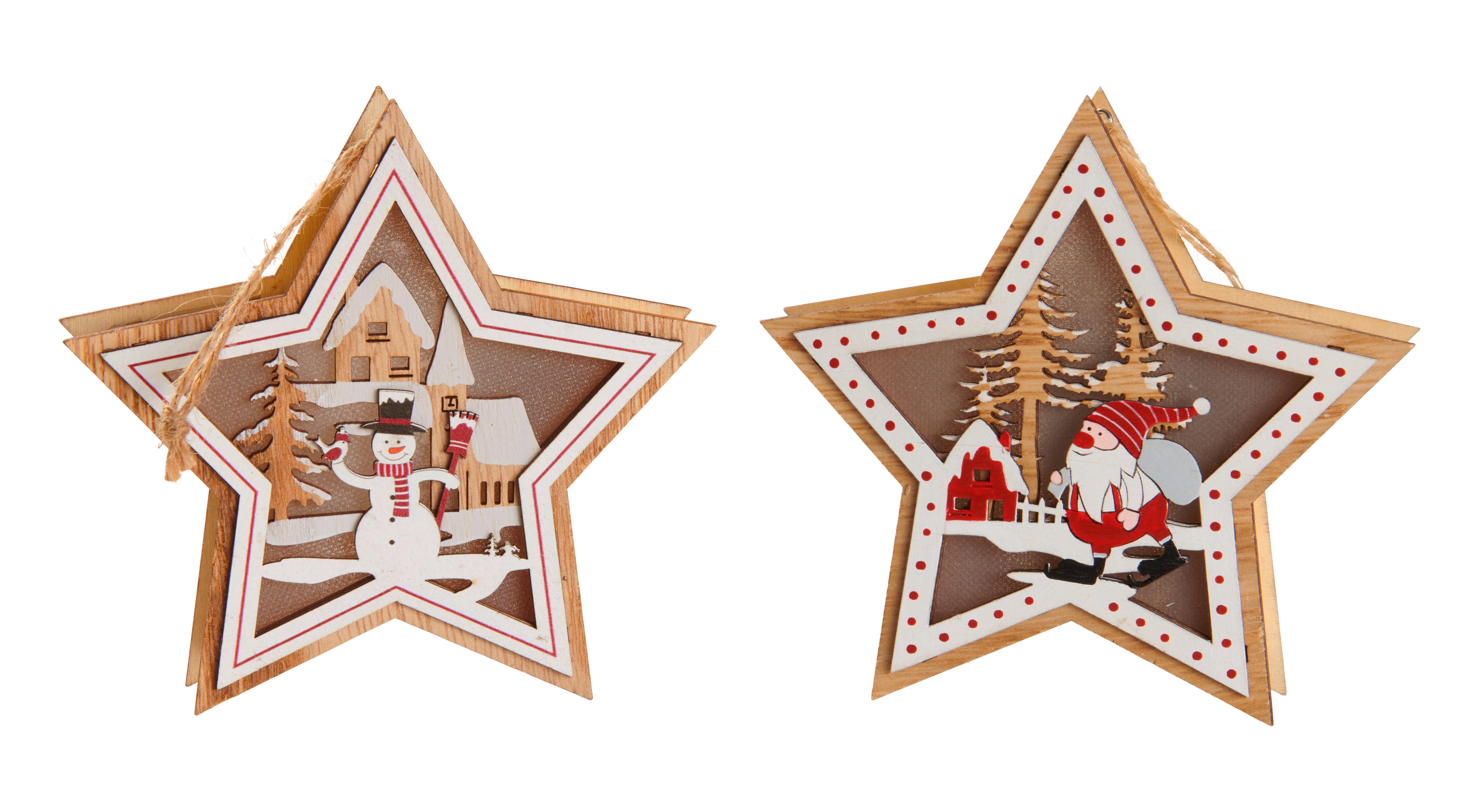 LED-Dekoleuchte Star - Rot/Schwarz, MODERN, Holz/Kunststoff (13,5/12,5/3,5cm) - James Wood