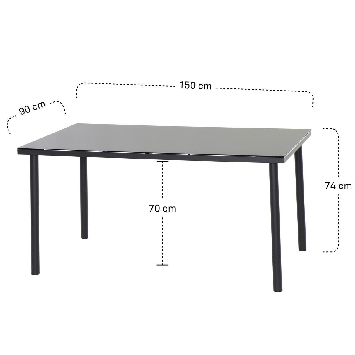 Gartengarnitur 7-tlg. Torino Aus Metall/glas/textil - Grau, MODERN, Glas/Textil (150/74/90cm) - Beldano