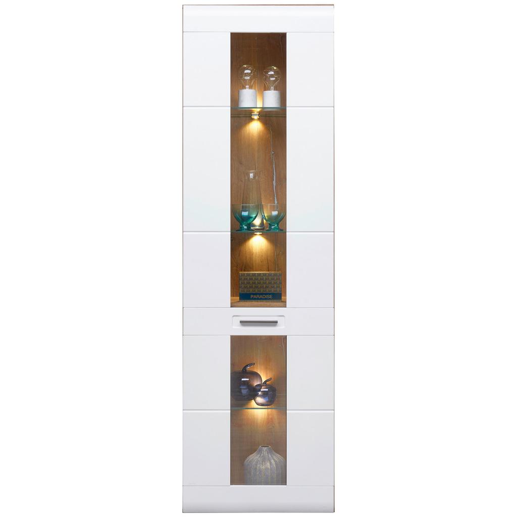 Vitrine Auris B: 60 cm Eiche Dekor/Weiß