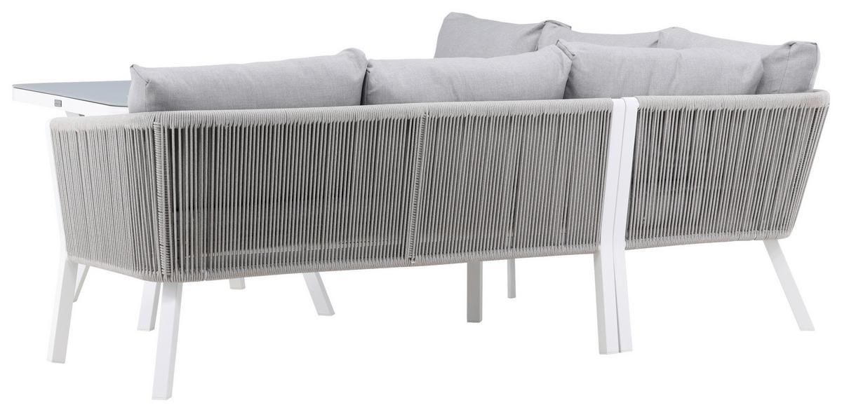 Loungegarnitur Virya - Weiß/Grau, KONVENTIONELL, Textil/Metall - Gardenson