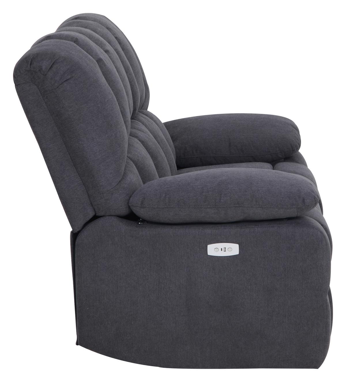 Dvojmiestna pohovka BOLTON, sivá, el.relaxačná funkcia - sivá, Basics, kov/drevo (168/103,5/96,5cm)
