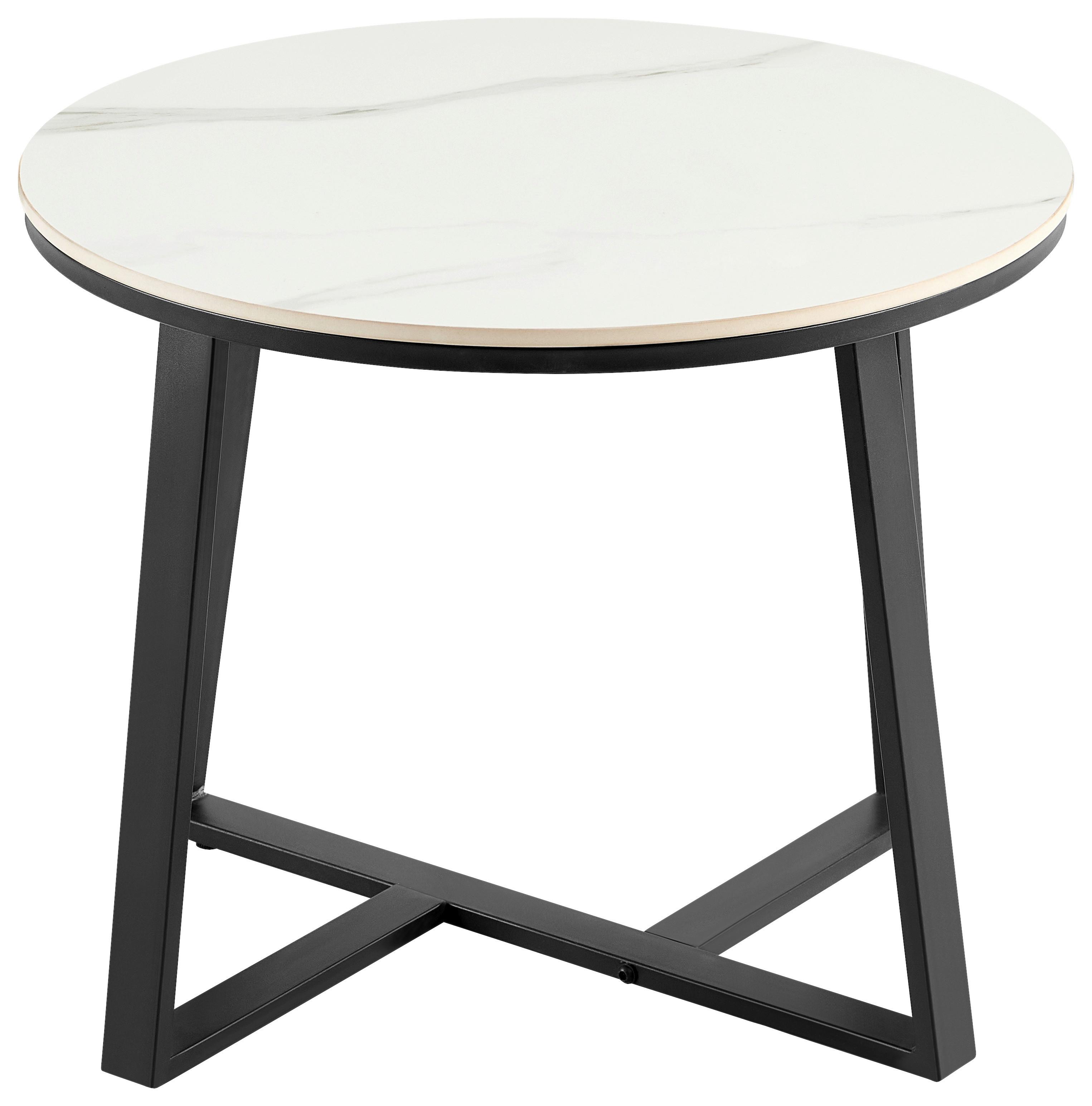 Dohányzóasztal Oliena 1 - fekete/fehér, Modern, fém/kerámia (60/50cm)