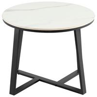 Dohányzóasztal Oliena 1 - fekete/fehér, Modern, fém/kerámia (60/50cm)