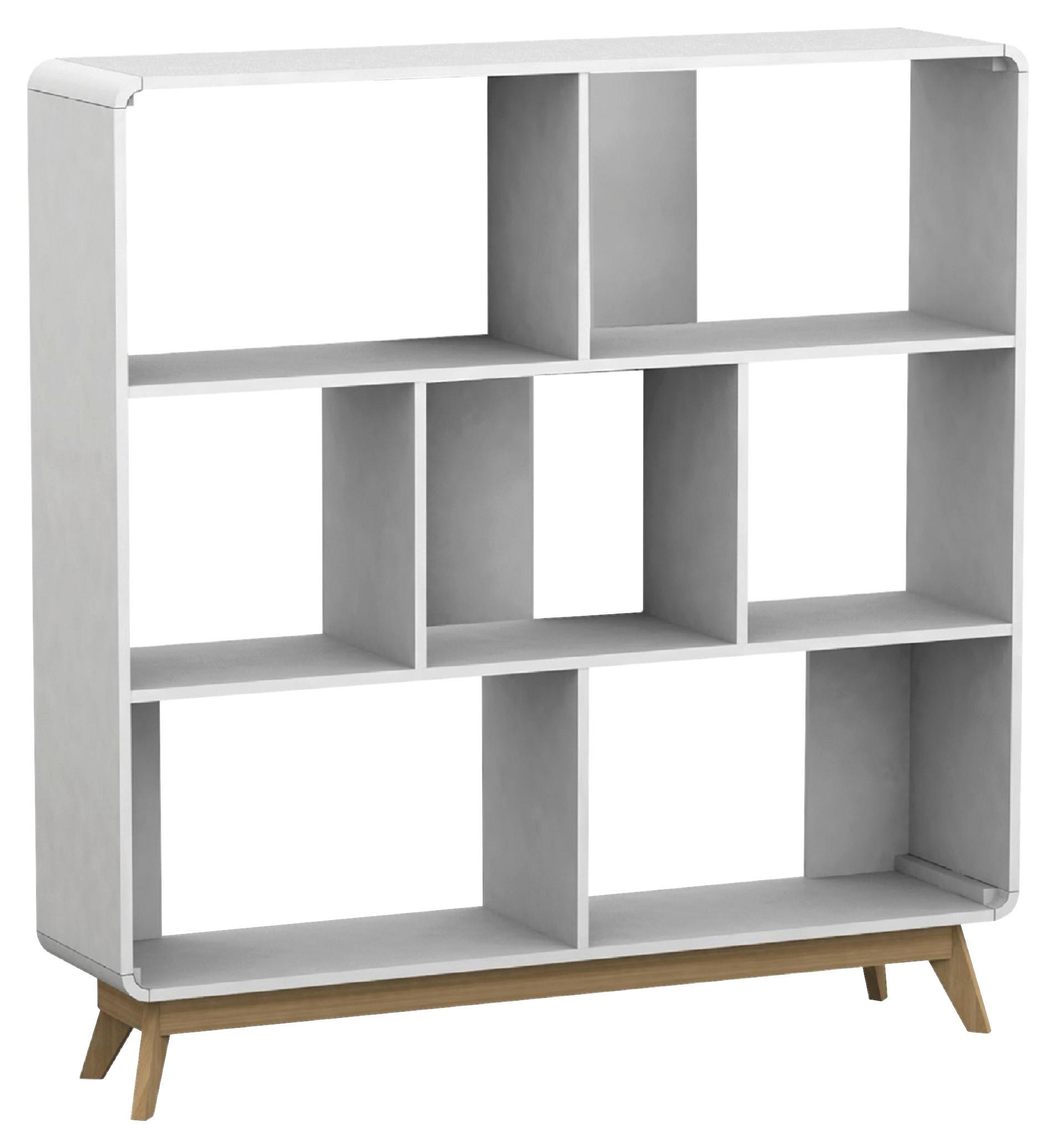 Regal Cassie Weiß 122 cm - Eichefarben/Weiß, Design, Holzwerkstoff (122/126/29cm) - MID.YOU