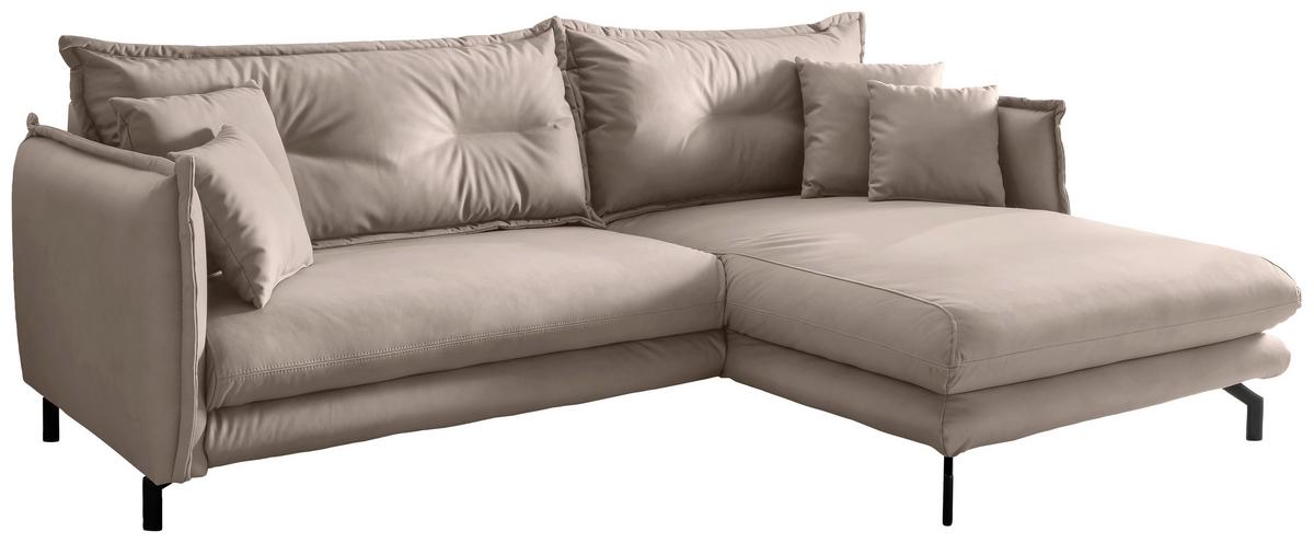 Ecksofa Lava Beige S: 255x180cm - Beige/Schwarz, MODERN, Textil (255/180cm) - Livetastic