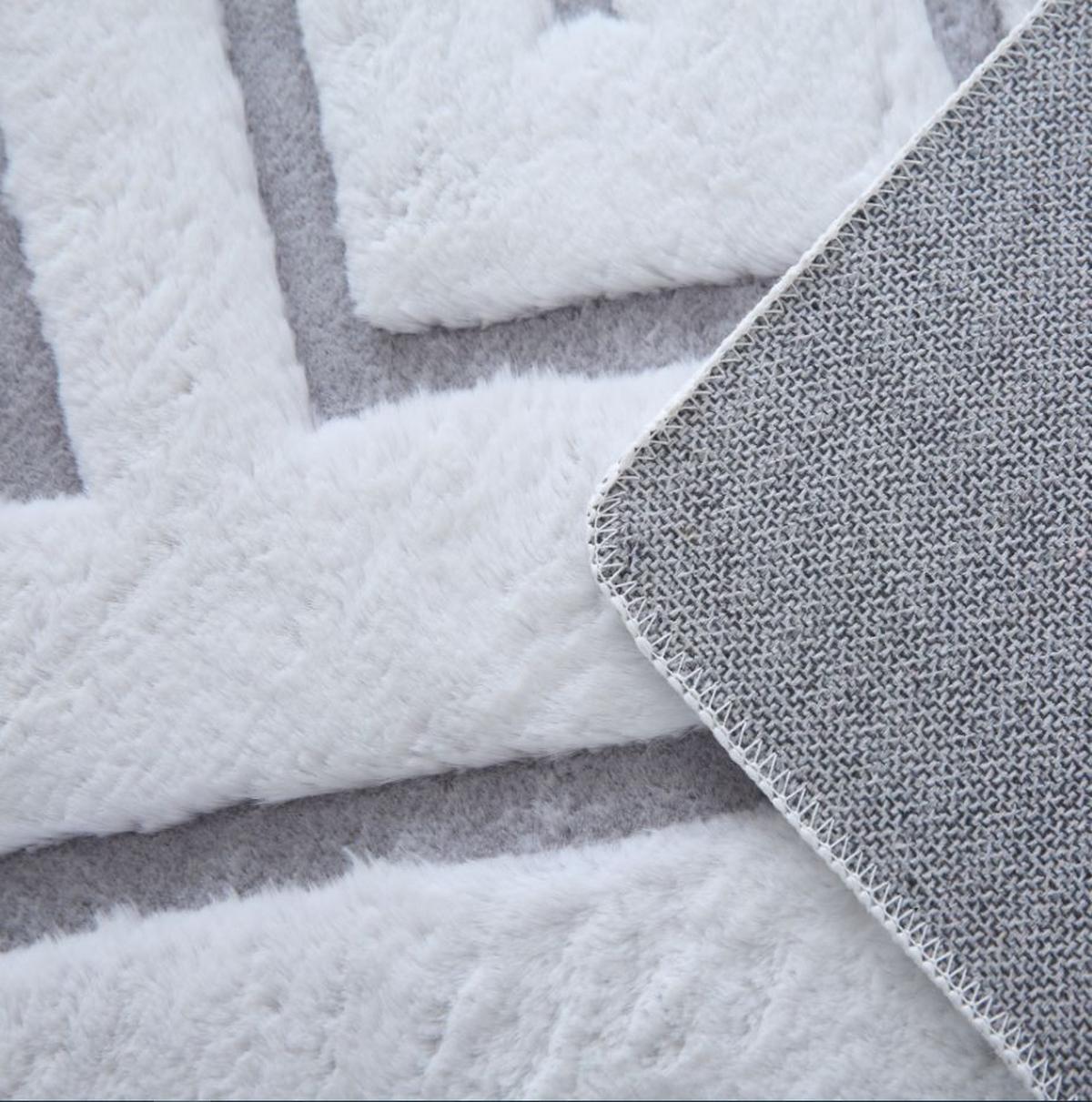 Kožušinový koberec 3D 140x200 cm - biely/strieborný - biela/svetlosivá, Design, textil (140/200cm)