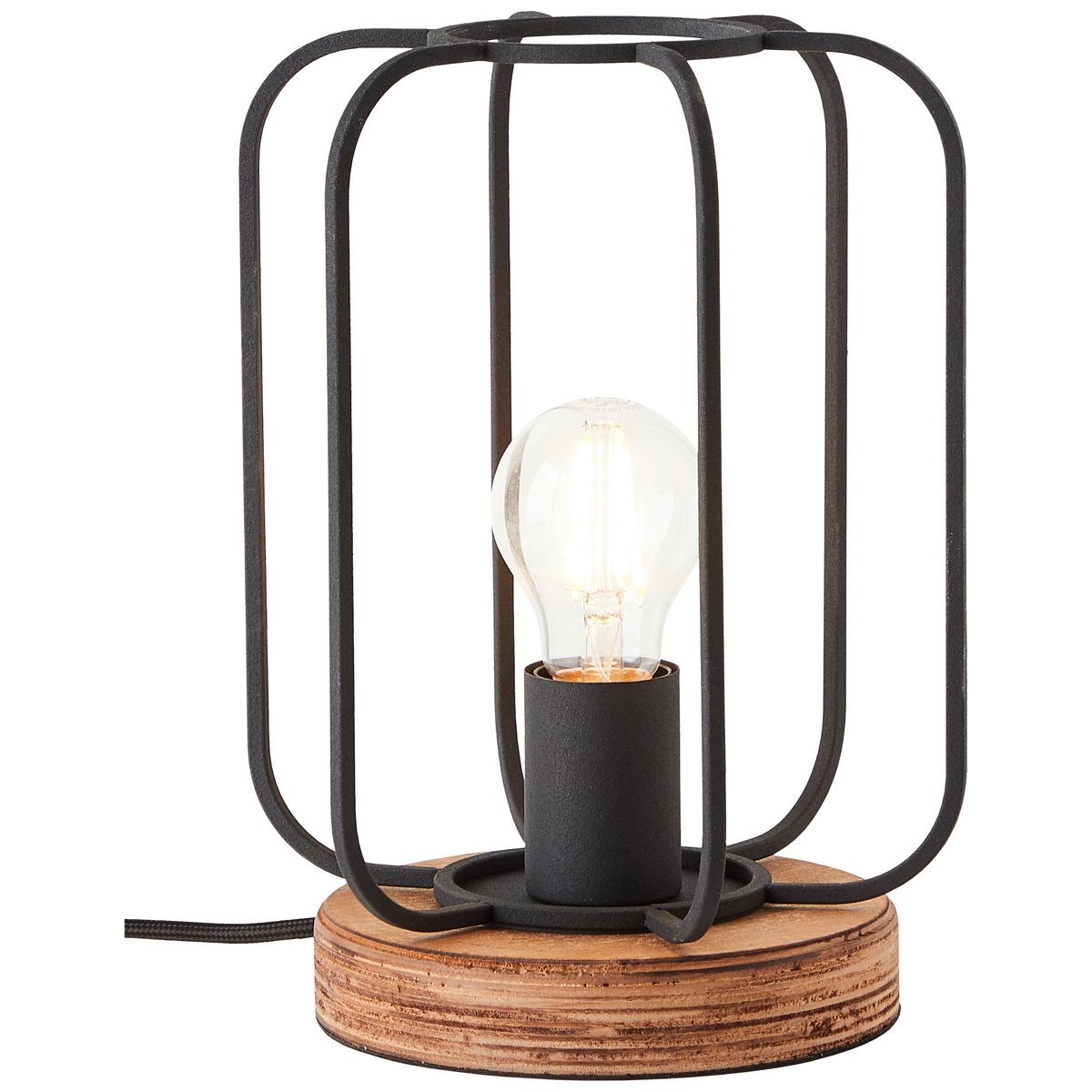Tischlampe Tosh Schwarz 93147/66 Tosh - Schwarz/Braun, LIFESTYLE, Holz/Metall (20/27cm) - Brilliant