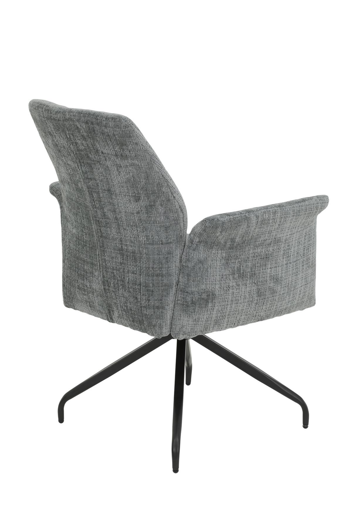 Armlehnstuhl-Set Viktoria S 4er-Set - Hellgrau/Schwarz, MODERN, Textil/Metall (71/93/68cm) - MID.YOU