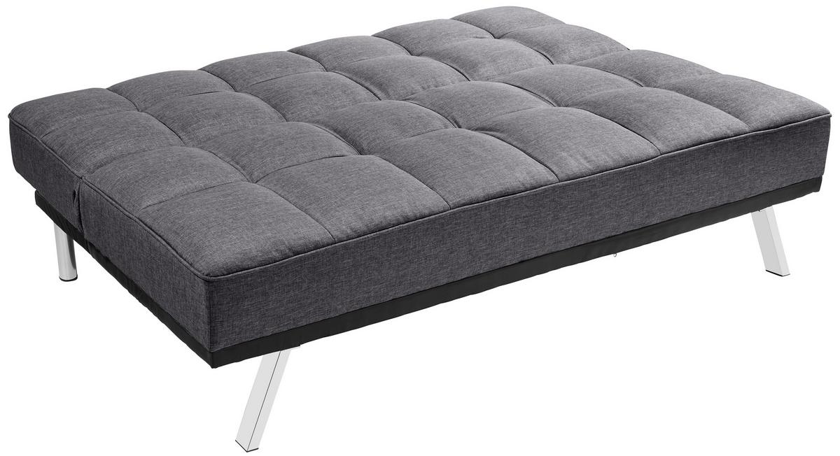 3-Sitzer-Sofa Mit Schlaffunkt. Roma Anthrazit - Edelstahlfarben/Anthrazit, Basics, Textil/Metall (179/84/96cm) - Ondega
