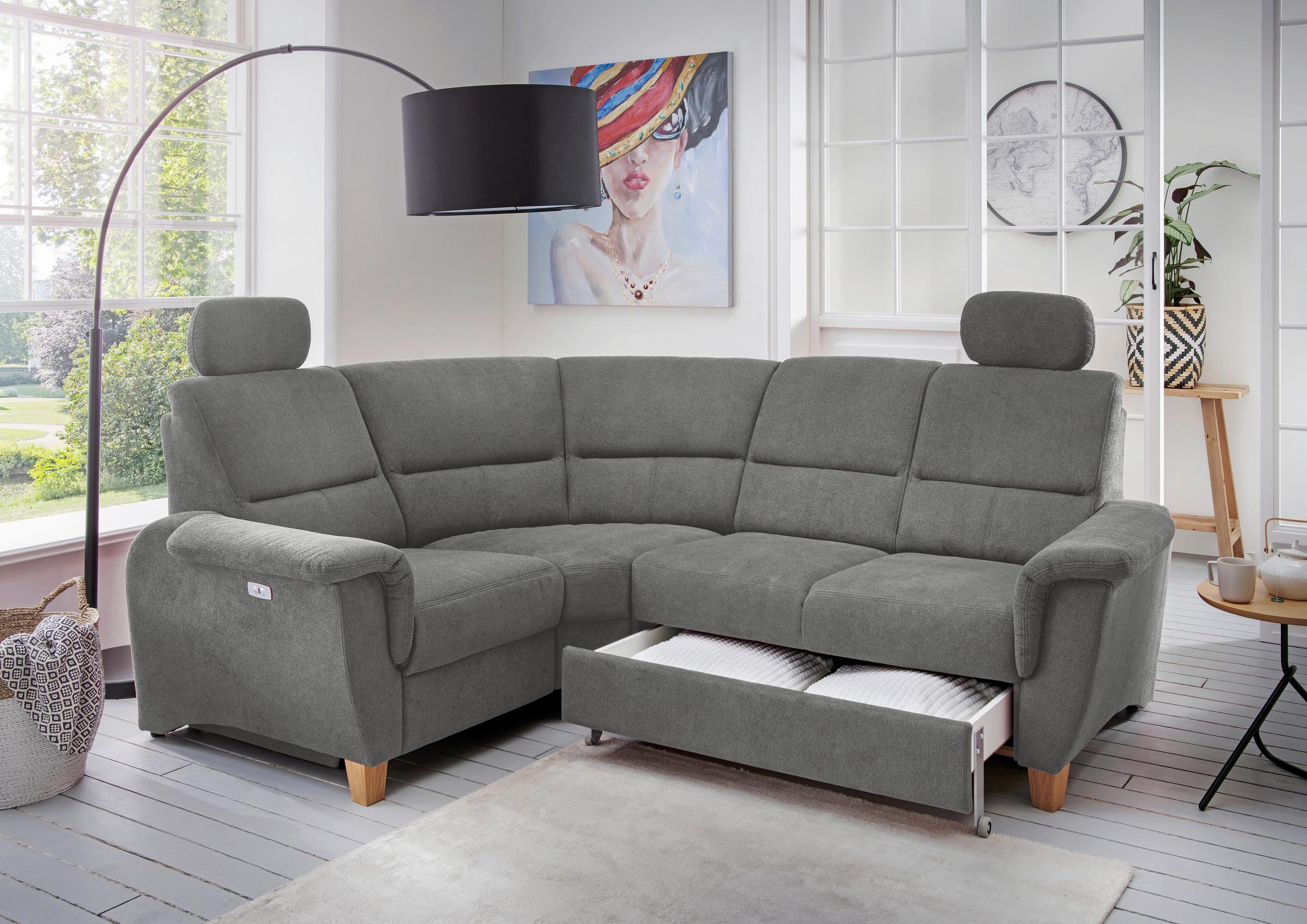 Wohnzimmersofa mit Bettlade und Kopfstützen
