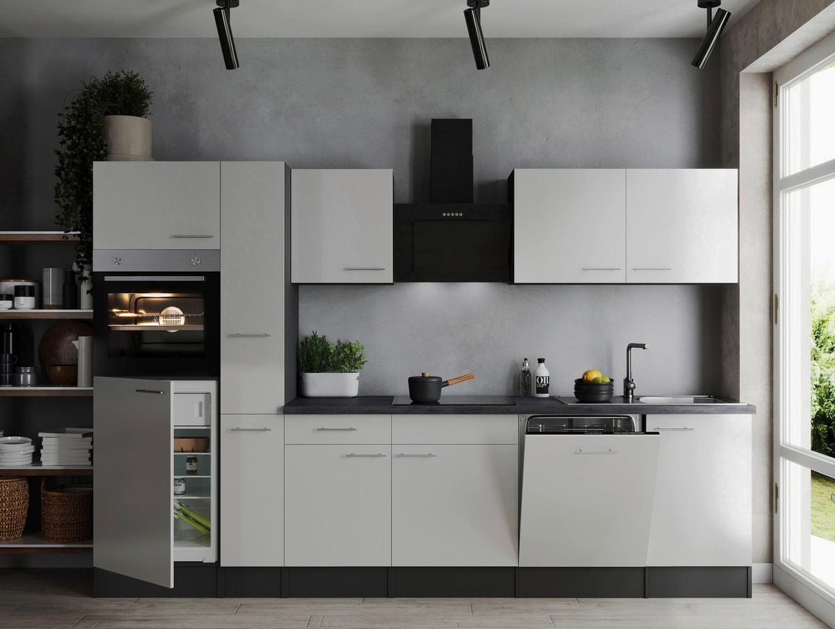 Küchenblock Oliver Grau, Weiß B: 310 cm - Weiß/Grau, Design, Holzwerkstoff (310cm) - Respekta