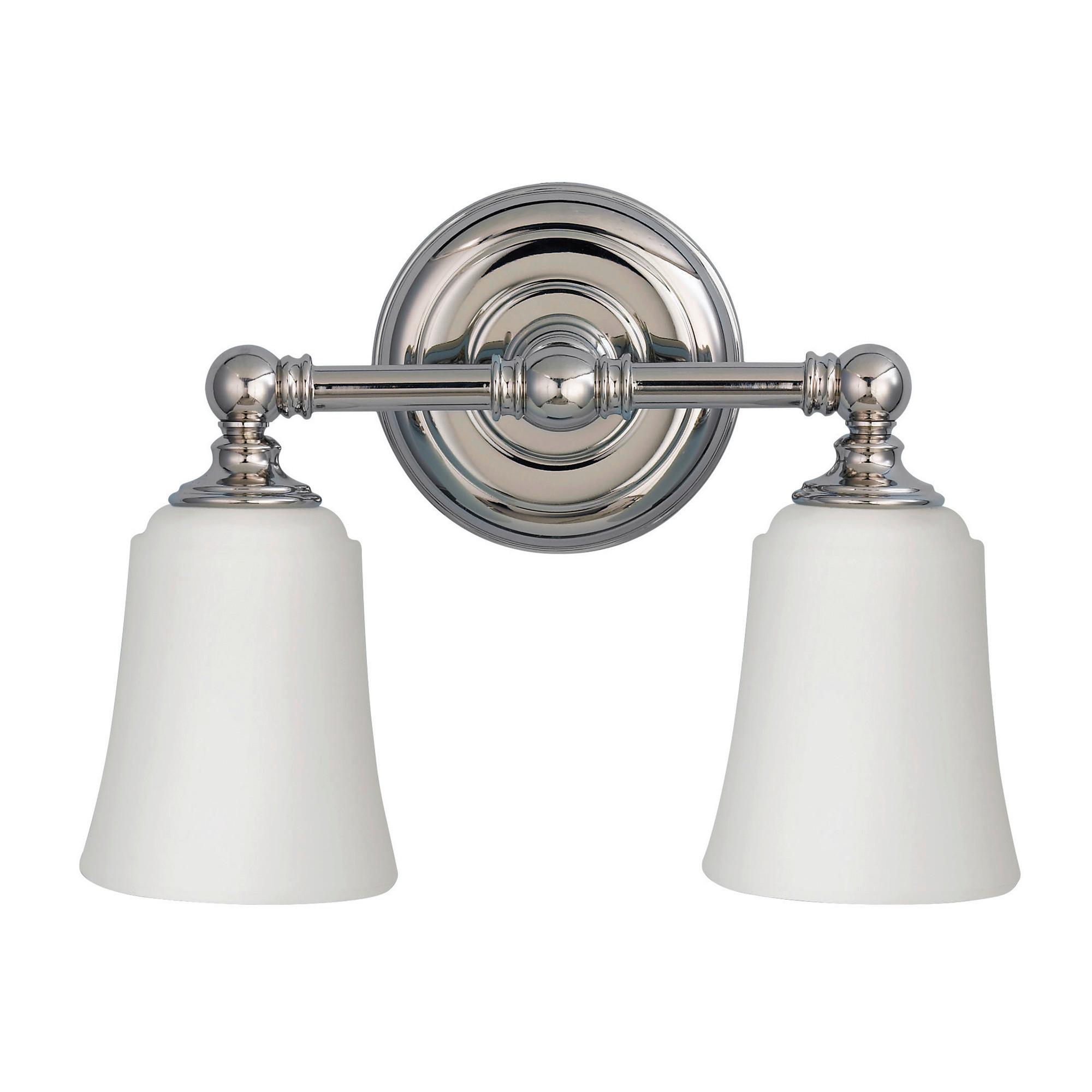 Bad-Wandleuchte Hugolake IP44 2-Flammig in Chromfarben - Chromfarben, Design, Glas/Metall (33/24.8/15.2cm) - Elstead Lighting