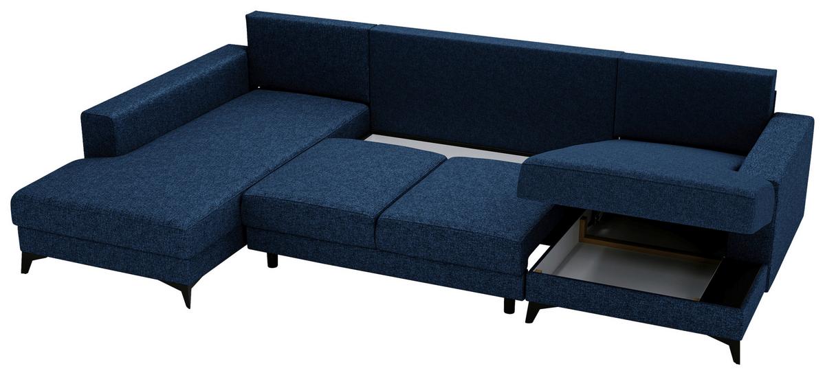 Harvey U Blau U: 190x339x156 Cm - Blau/Schwarz, Design, Textil (190/339/156cm) - Livetastic