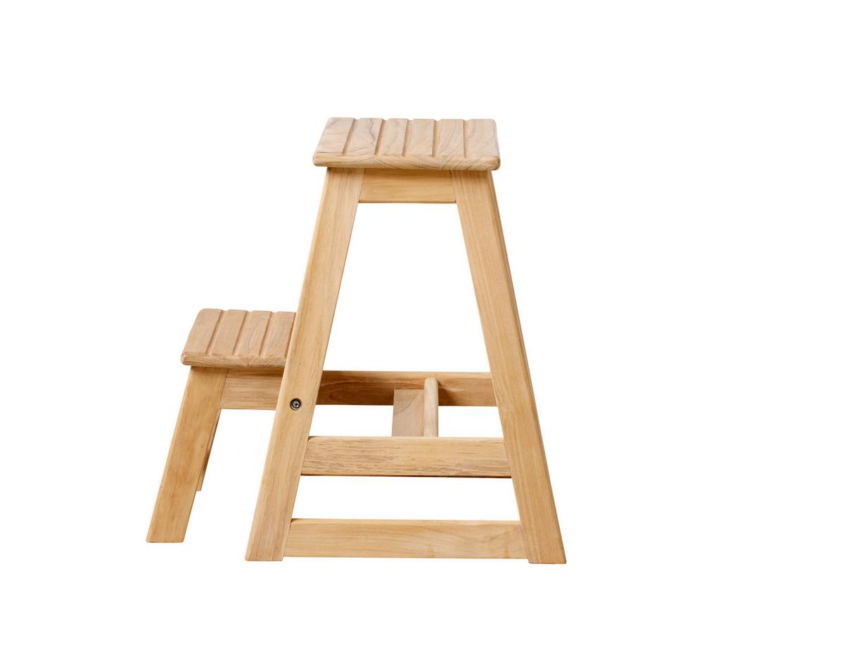 Tritthocker Skala, Natur 45,5x49x38,5 cm - Teakfarben, Natur, Holz (45,5/49/38,5cm) - Gardenson