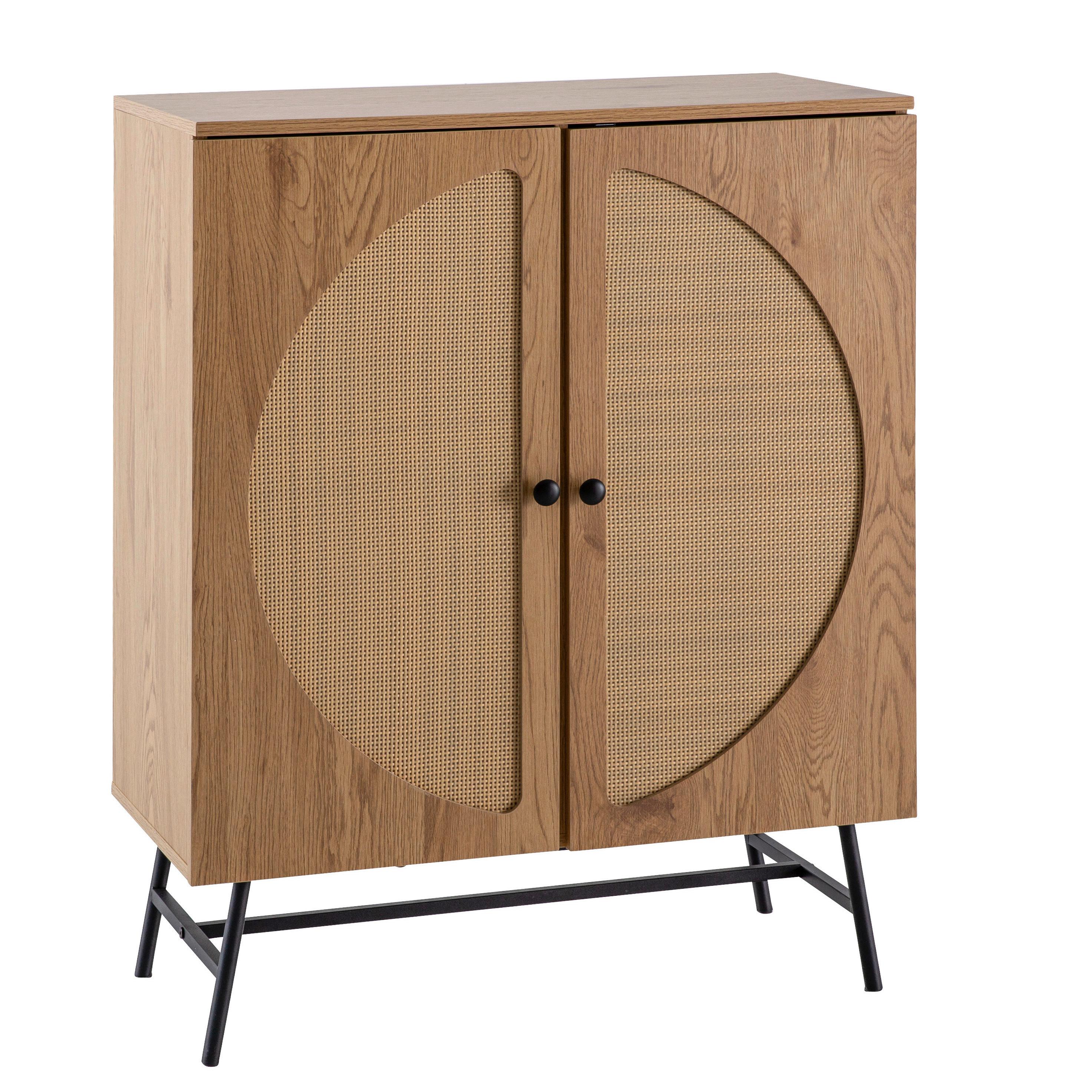 Sideboard Eichefarben Dekor B: 80 Cm - Eichefarben/Schwarz, Design, Holzwerkstoff (80/103/39cm) - MID.YOU