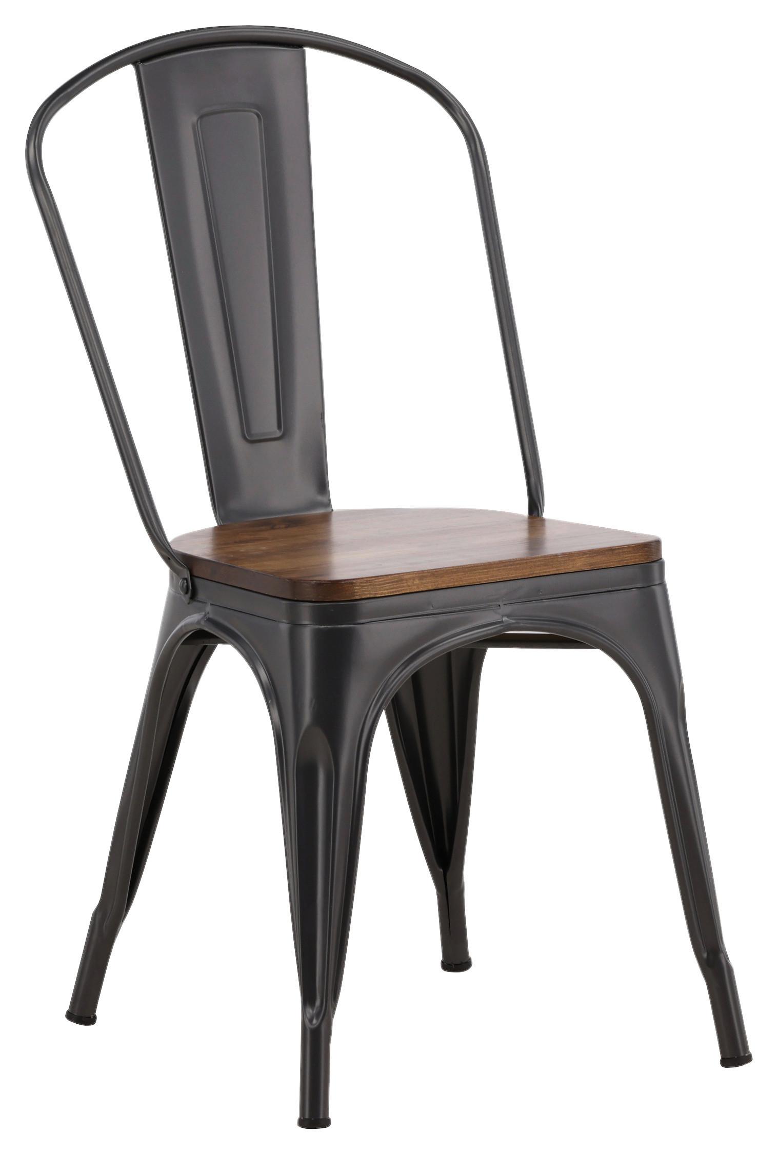 Stuhl-Set Tempe - Dunkelgrau/Dunkelbraun, Design, Holz/Metall (36/85/51cm) - Livetastic