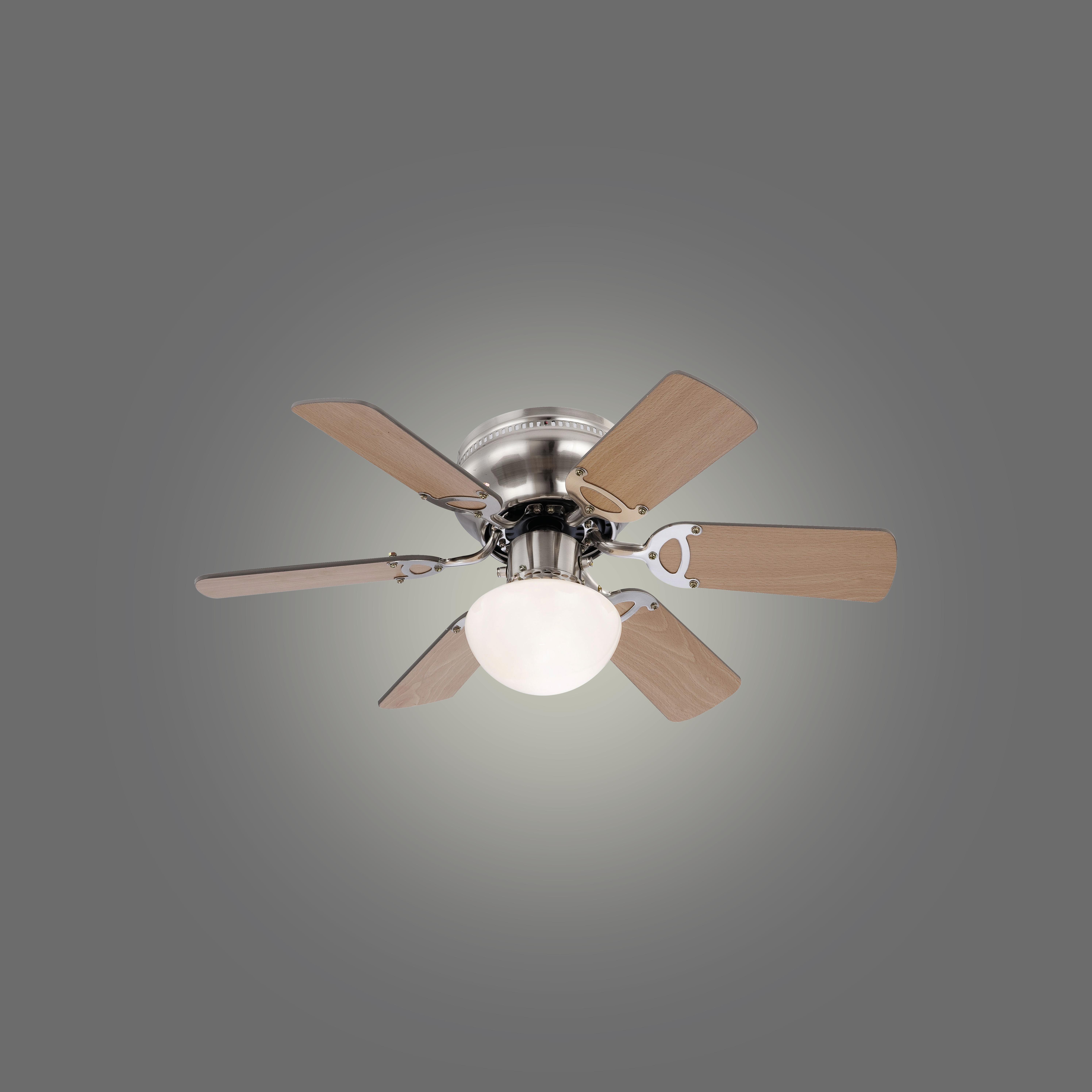 Deckenventilator Ugo Buche 6 Holzflügel Led, dimmbar - Buchefarben, KONVENTIONELL, Holz/Metall (76/28cm)