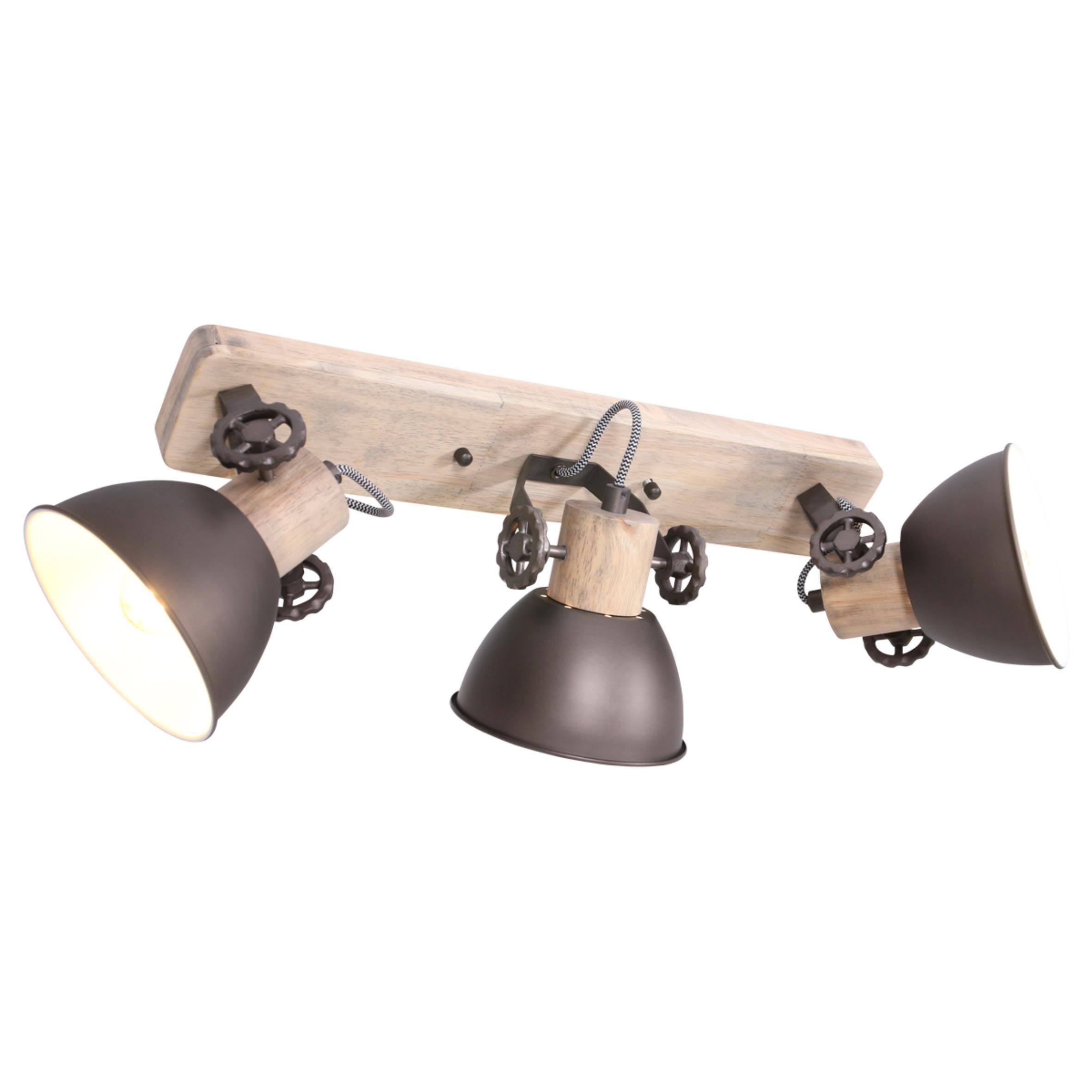 Deckenspots Gearwood - Anthrazit/Kupferfarben, Trend, Holz/Metall (59/19/23cm)