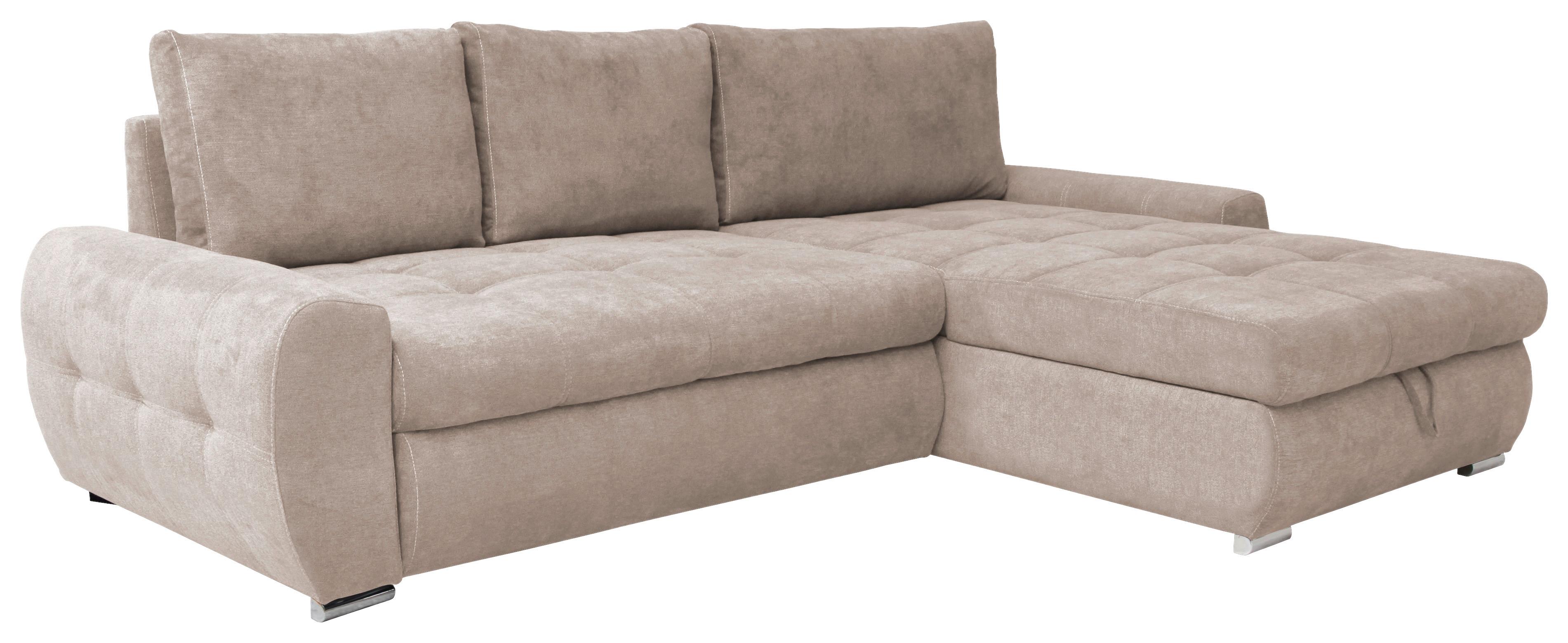 Rohová sedačka SOLAR, oboustranná, béžový velur - bílá/barvy chromu, Design, textil/plast (277/175cm) - Livetastic