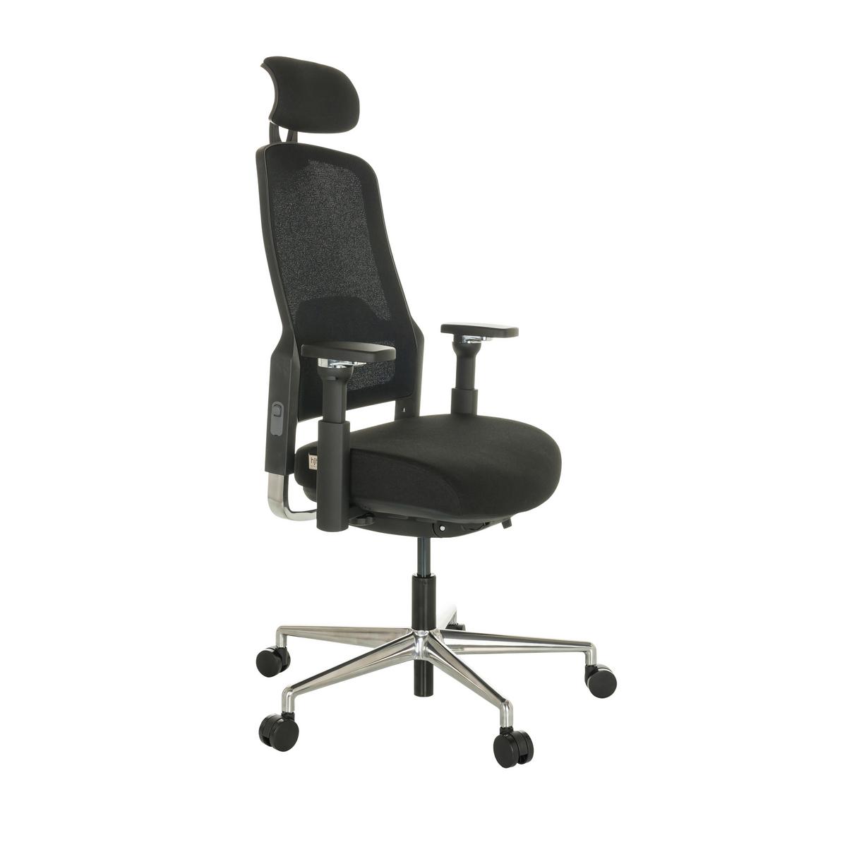 Drehstuhl Teraro Ax - Silberfarben/Schwarz, Basics, Kunststoff/Textil (65/111-126/61cm) - MID.YOU