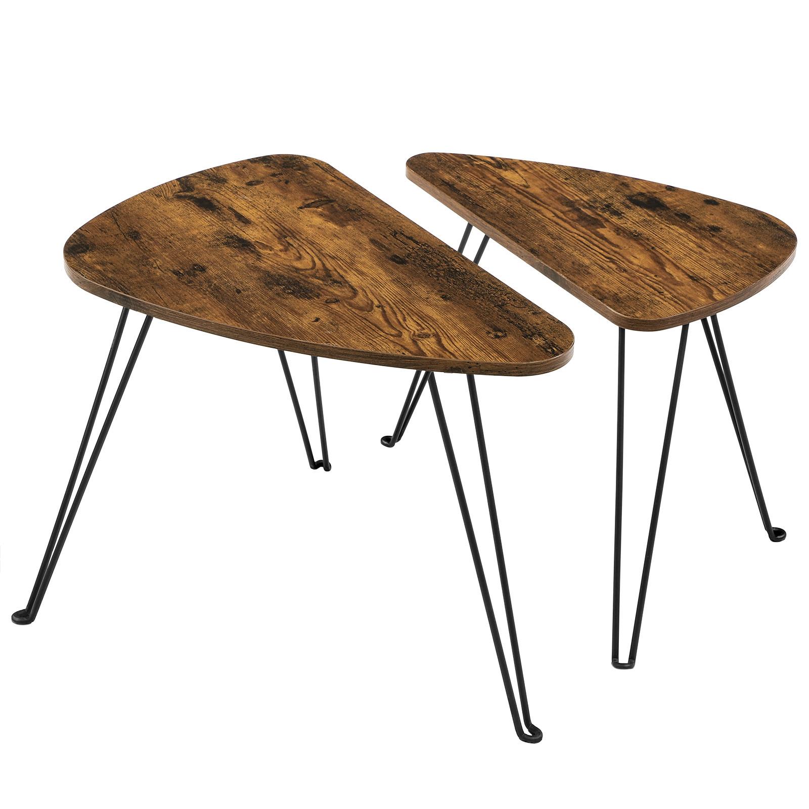 Couchtisch 2-teiliges Set Vintage, Braun, Schwarz - Schwarz/Braun, Trend, Holzwerkstoff/Metall (52-60/31,5-38/42,5-47,5cm) - Boxxx