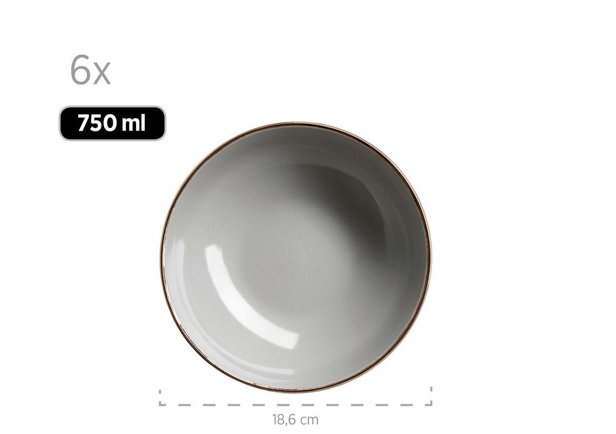 Kombiservice Metallic Rim 6 Personen Geschirr Set - Grau, Basics, Keramik (43/32,5/32cm) - Mäser