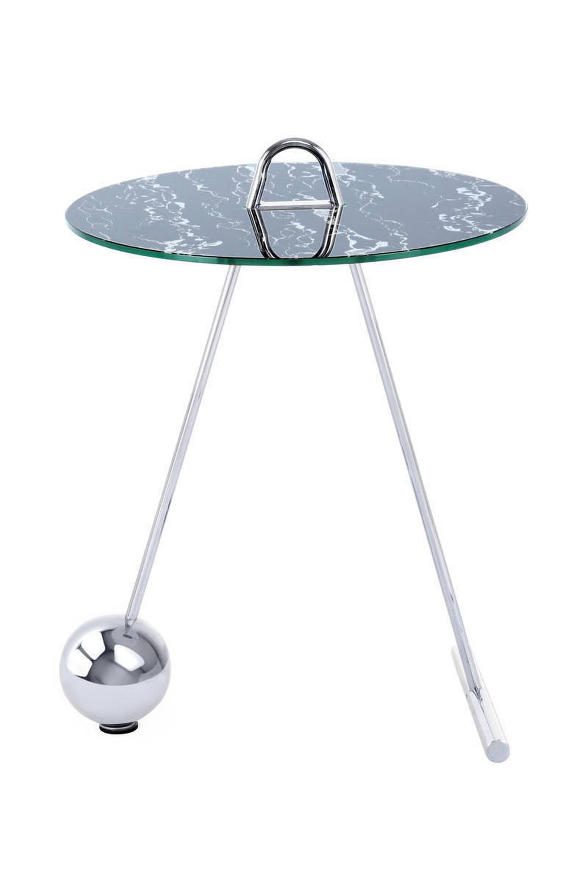 Beistelltisch Pendulum Schwarz/Silberfarben - Silberfarben/Schwarz, Basics, Glas/Metall (46/46/60cm) - Kayoom