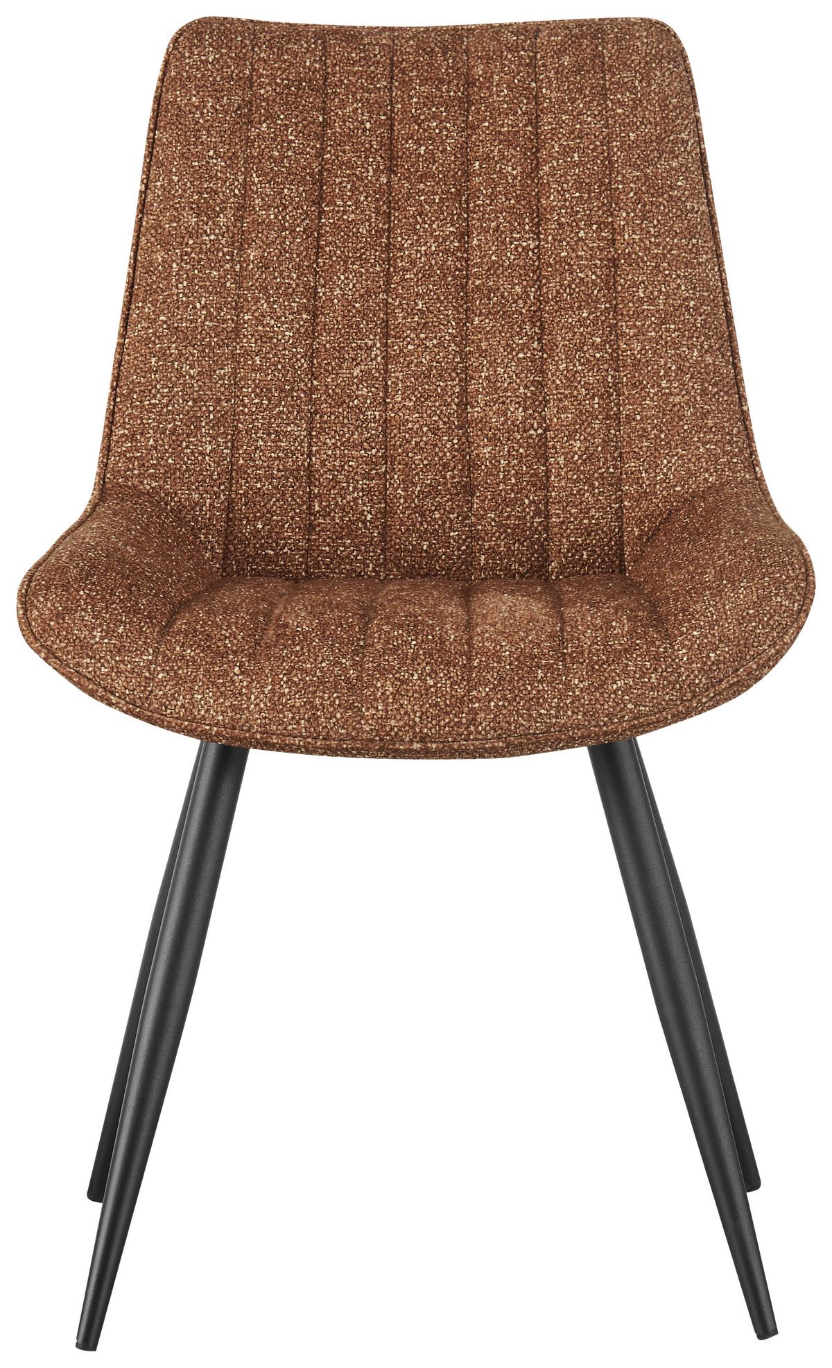 Vierfußstuhl Nikita Leinenoptik Braun, B: 54 cm - Schwarz/Braun, KONVENTIONELL, Holz/Textil (54/88/61,5cm) - MID.YOU
