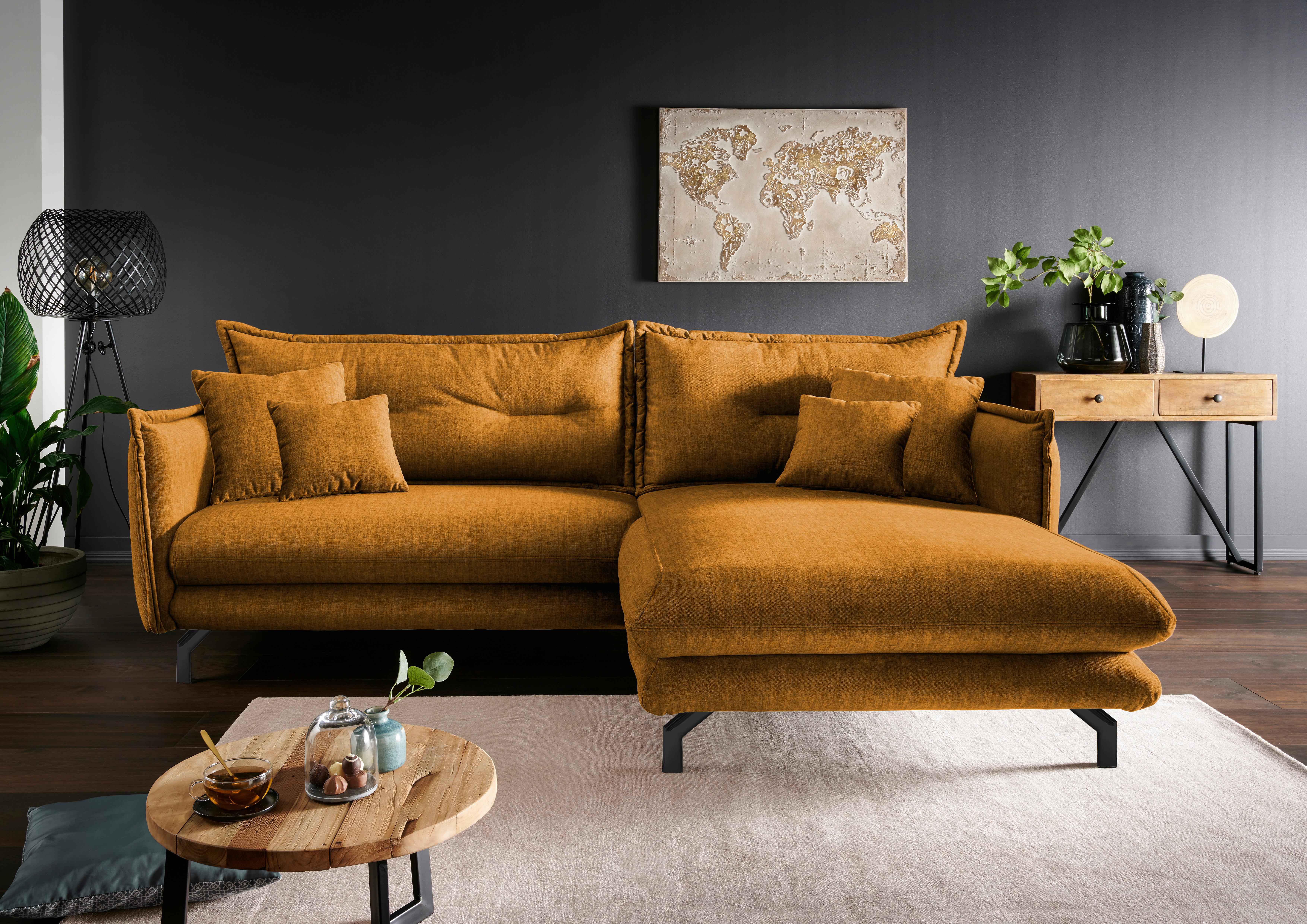 Ecksofa Lava Gelb S: 255/180 cm - Gelb/Multicolor, MODERN, Textil (255/180cm) - Livetastic