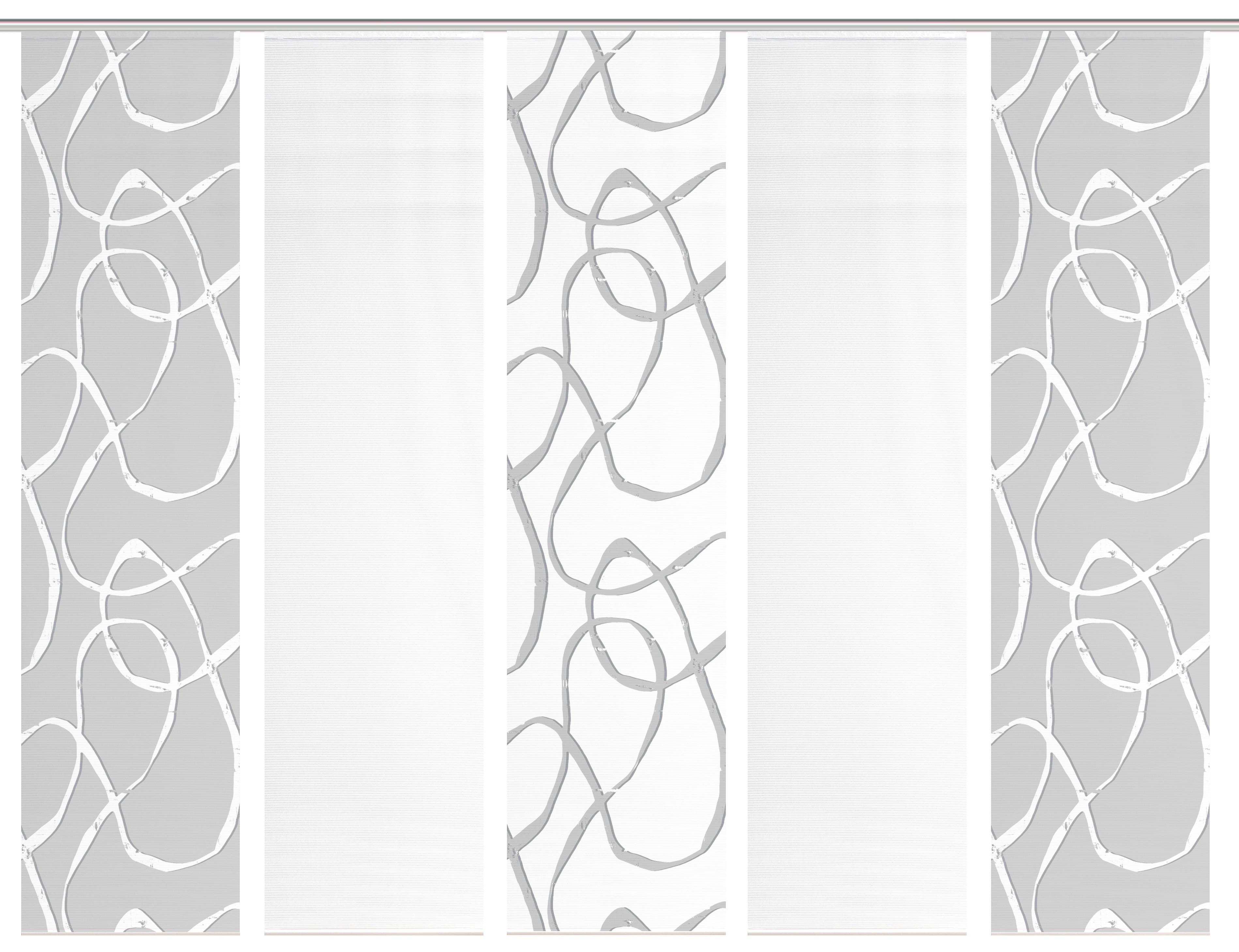 Flächenvorhang Ophelia 5er Set - Grau Hochglanz/Weiß, KONVENTIONELL, Textil (60/260cm)