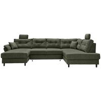 Wohnlandschaft Brizzini Dunkelgrün U: 176x338x206 Cm - Dunkelgrün/Schwarz, MODERN, Textil (176/338/206cm) - Livetastic