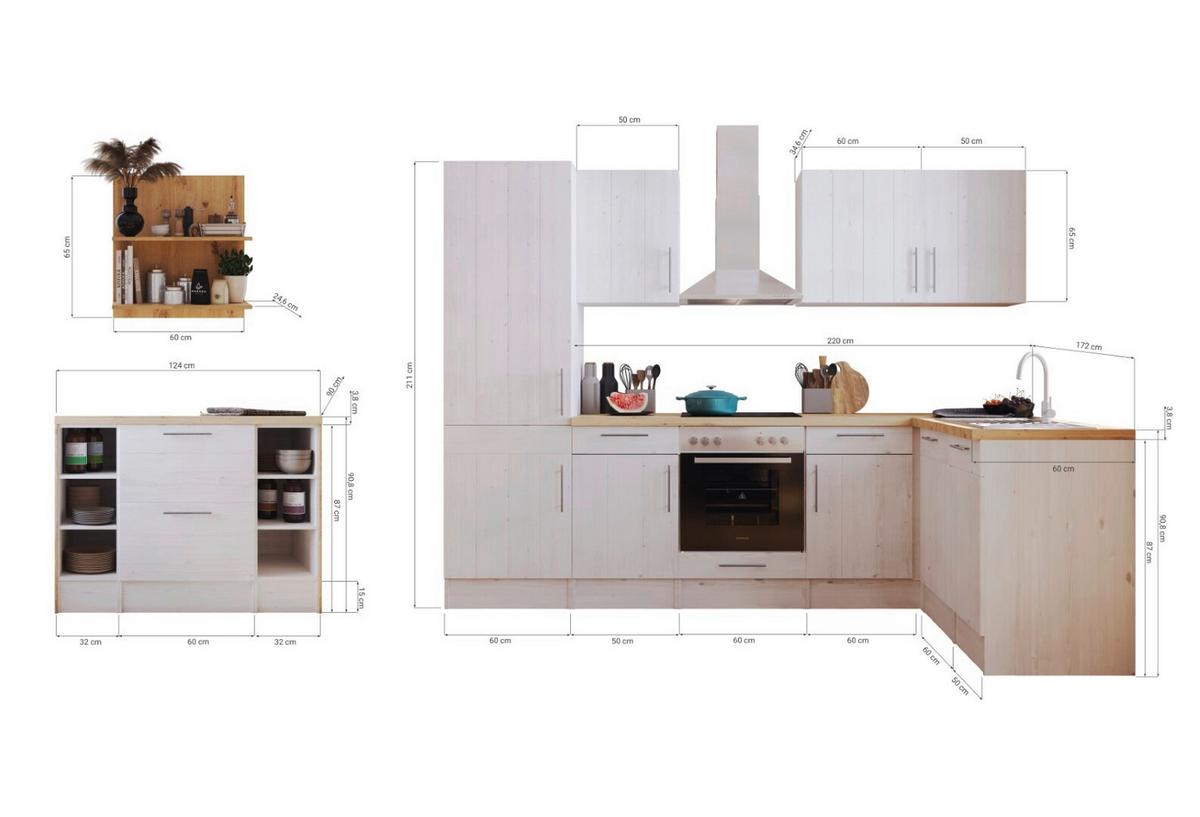Eckküche Anton Winkelküche 280 cm - Wildeiche/Lärchefarben, LIFESTYLE, Holzwerkstoff (280/172cm) - Respekta