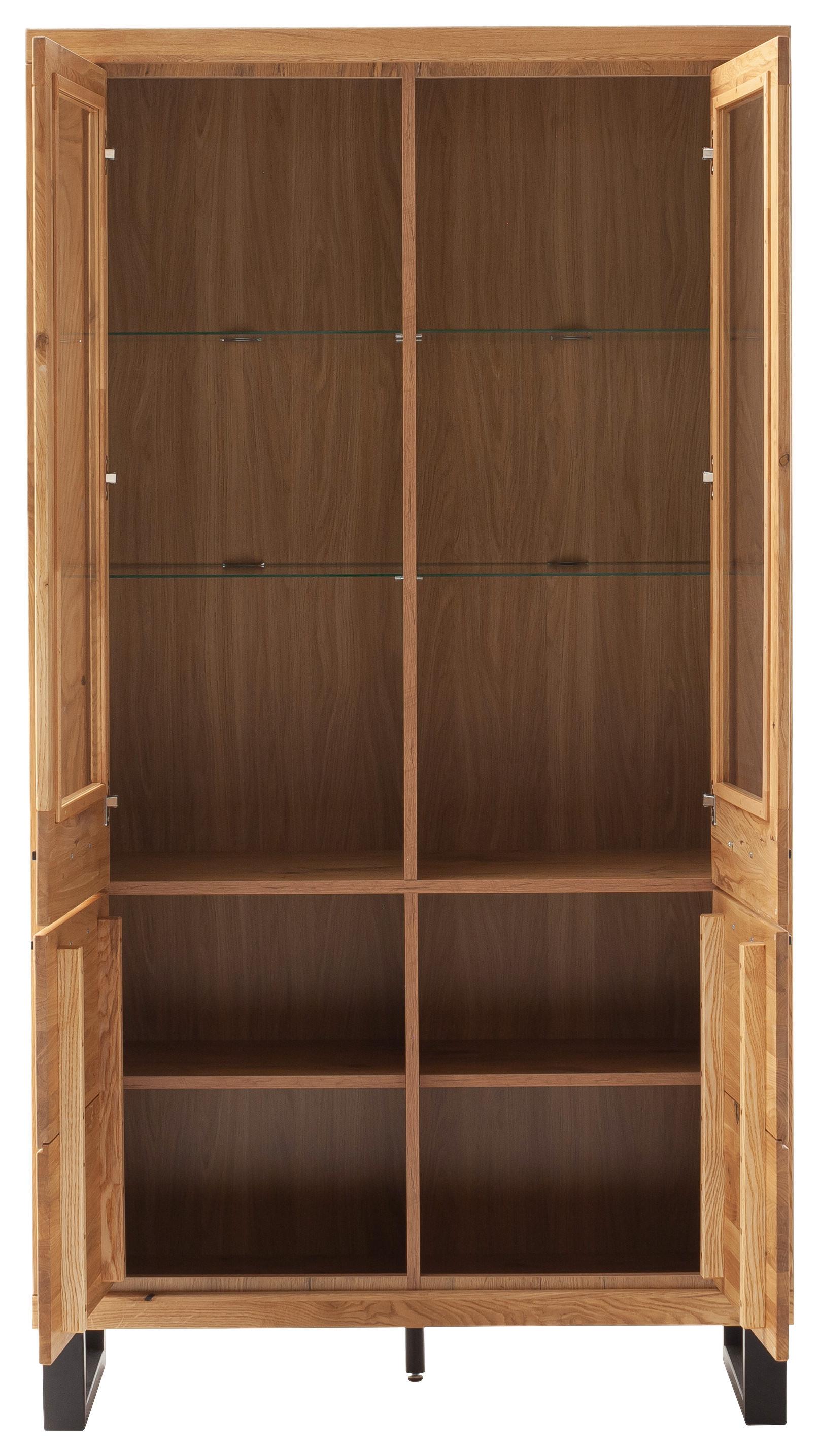 Vitine Kambo Wildeiche 4 Türen - Wildeiche/Schwarz, ROMANTIK / LANDHAUS, Glas/Holz (108/199/40cm)