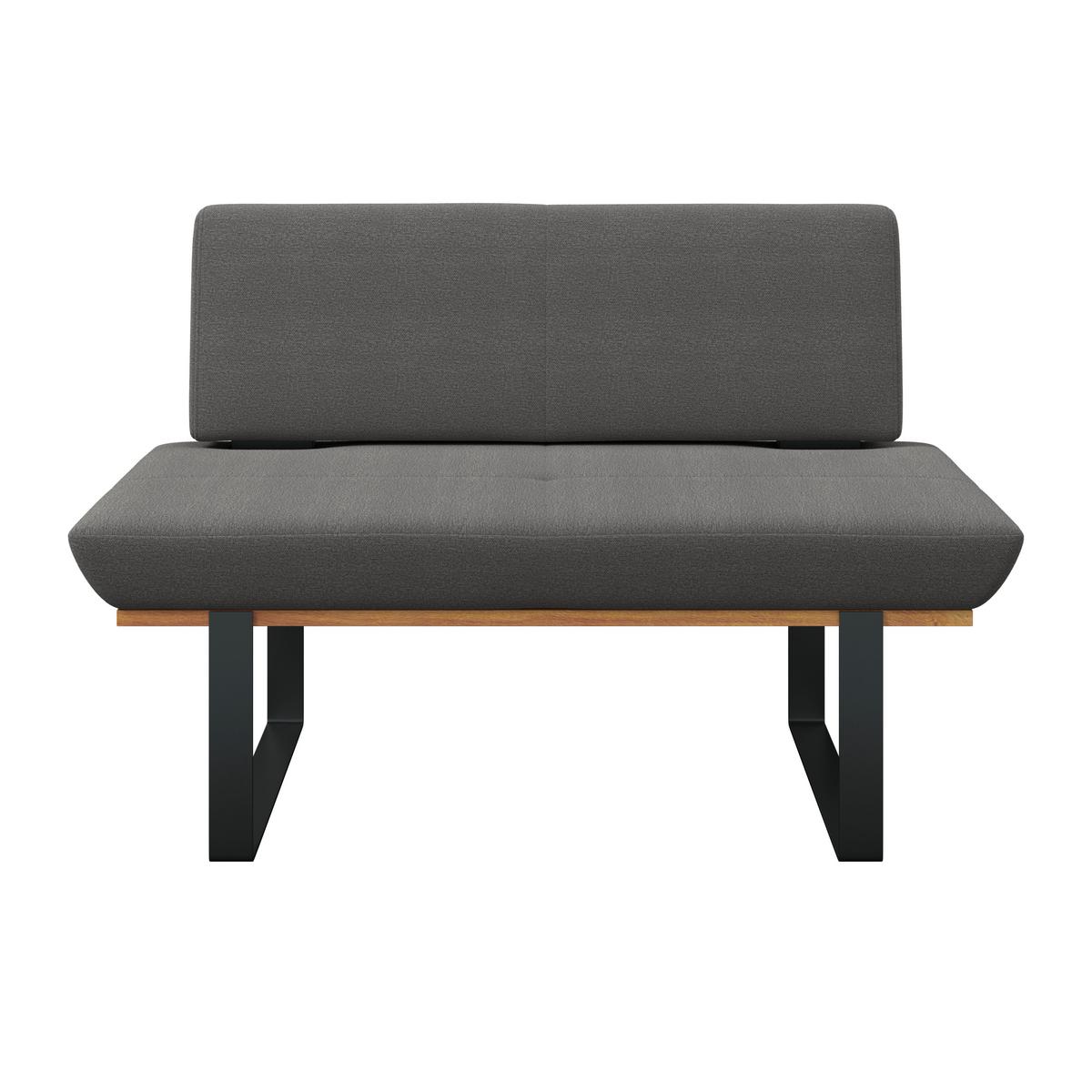 Sitzbank Tristan Webstoff anthrazit, B: 130cm - Anthrazit/Schwarz, MODERN, Holz/Textil (130/48/90cm) - James Wood