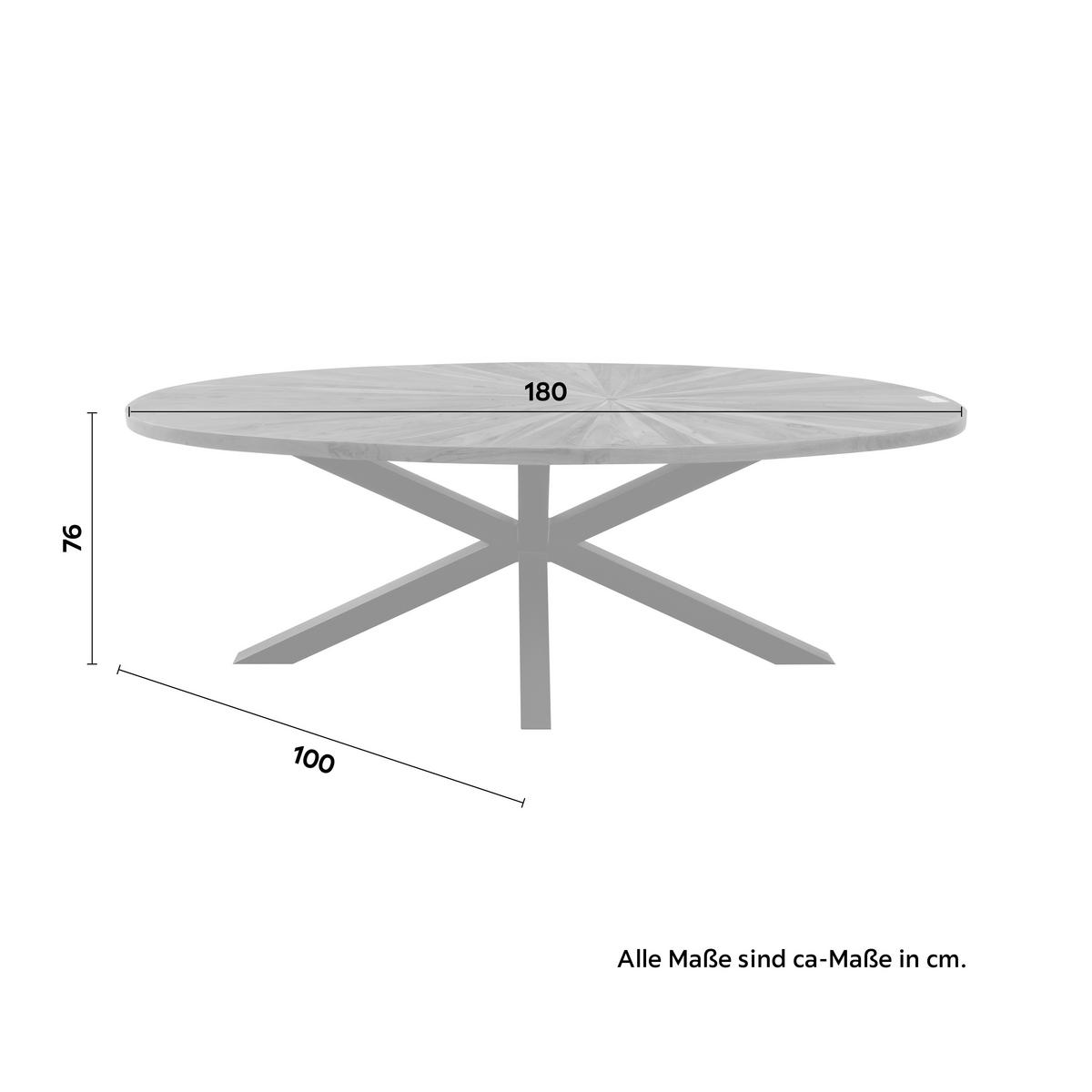 Jedálenský stôl ORBIT akácia masív 180x100cm - čierna/farba akácie, Design, kov/drevo (180/76/100cm) - Zandiara