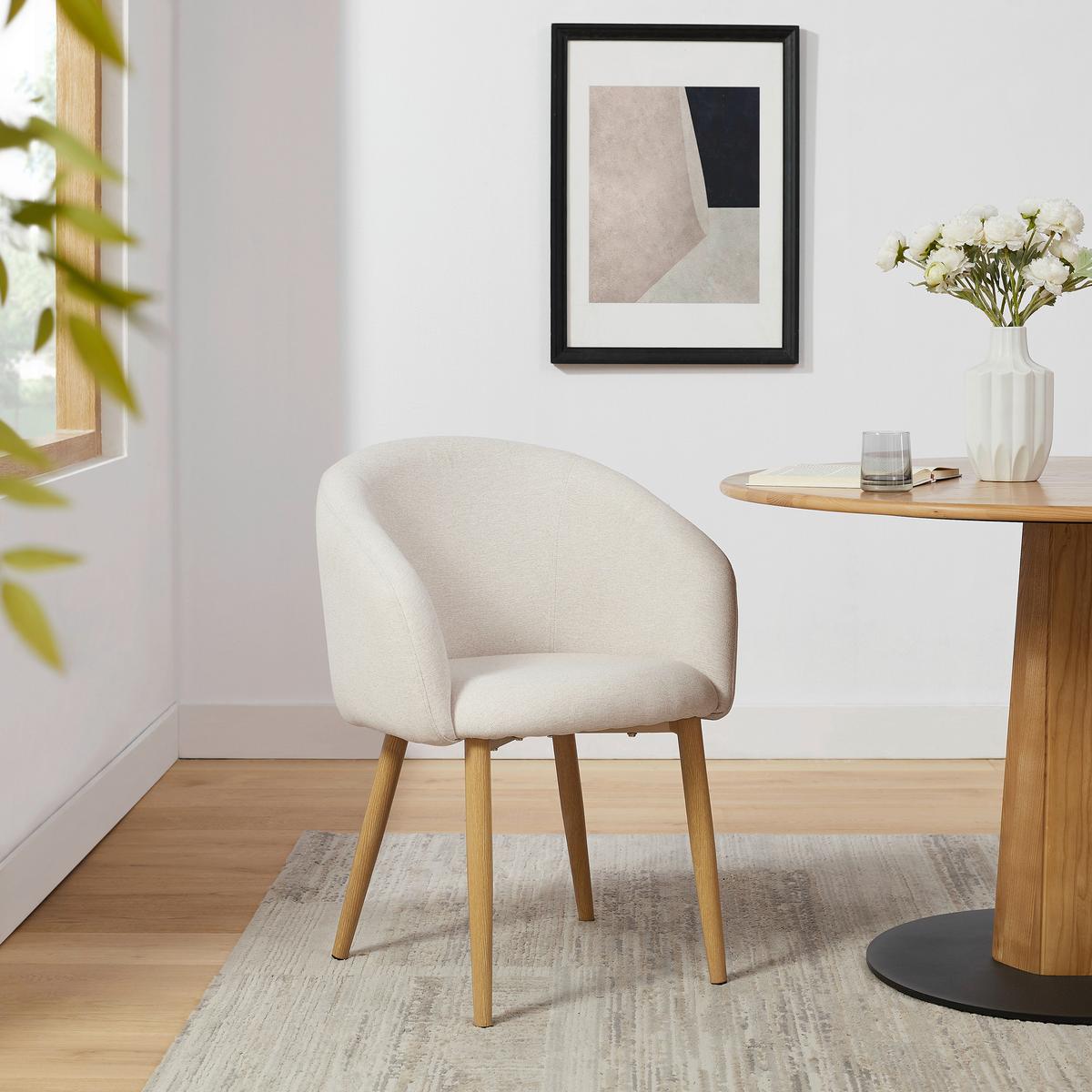 Armlehnstuhl-Set Beige B: 64,5cm 2-teilig - Eichefarben/Beige, MODERN, Textil/Metall (64,5/84/58cm) - Livetastic