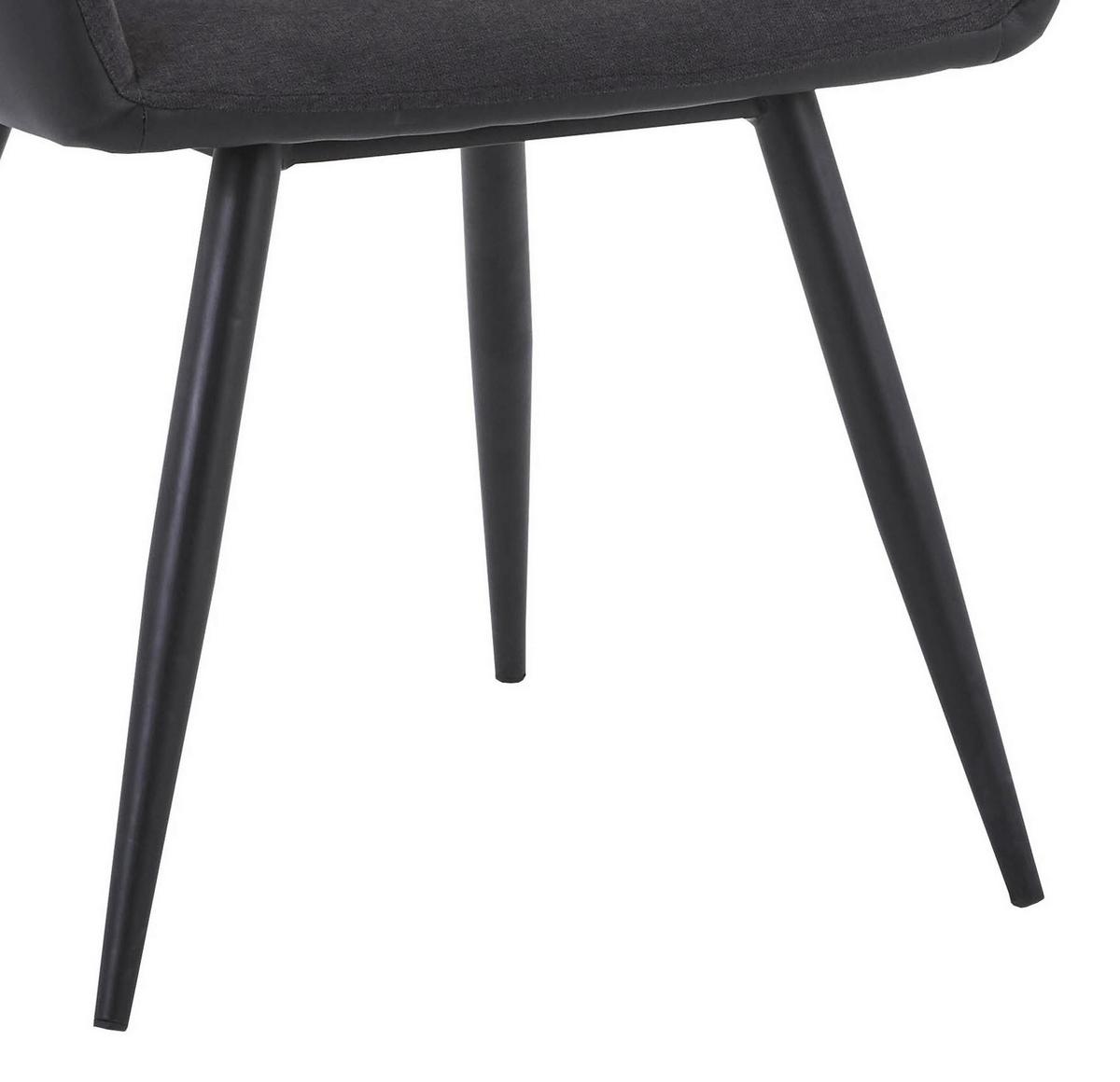Armlehnstuhl Porto Anthrazit Lederlook Gepolstert 2er-Set - Anthrazit/Schwarz, MODERN, Textil/Metall (59/83/60cm) - MID.YOU