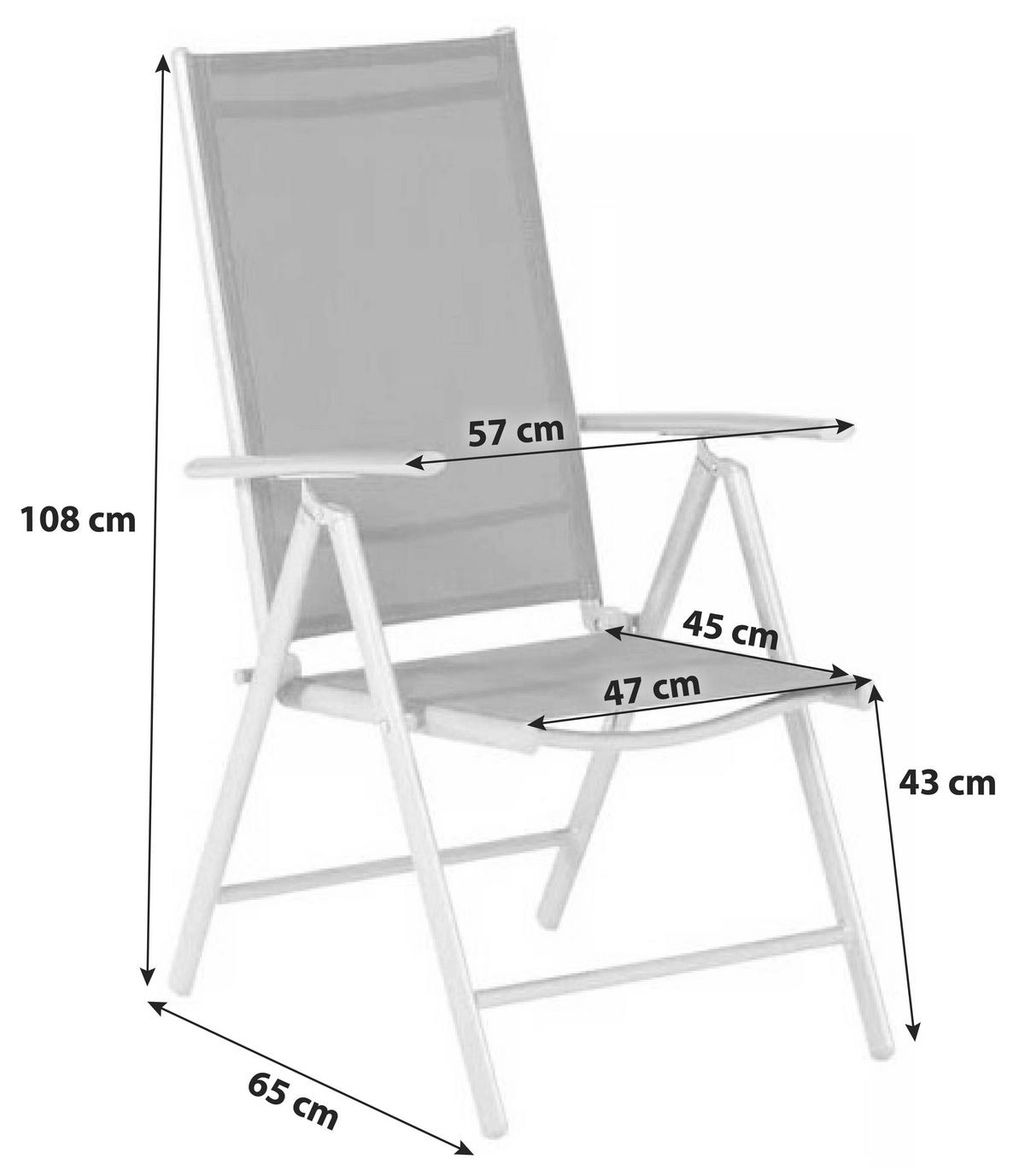 Gartensessel Klappbar Amalfi Metall/Textil - Silberfarben/Dunkelblau, ROMANTIK / LANDHAUS, Textil/Metall (57/108/65cm) - Gardenson