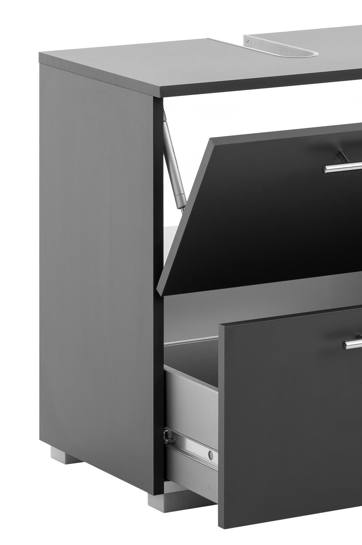 Waschbeckenunterschrank Carlos B: 40,2 cm Anthrazit - Anthrazit/Silberfarben, KONVENTIONELL, Holzwerkstoff (40,2/59,1/35cm) - MID.YOU