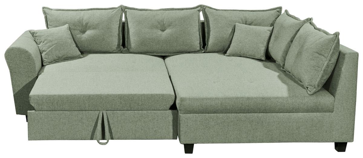 Ecksofa Liz Grün S: 252x175 cm - Schwarz/Grün, MODERN, Textil (252/175cm) - Livetastic
