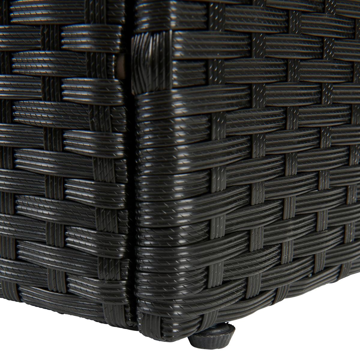 Loungegarnitur 3-Tlg. Bergen Stahl/Polyrattan mit Kissen - Dunkelgrau/Schwarz, MODERN, Glas/Kunststoff