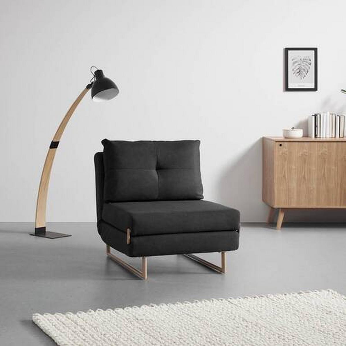 Rozkladacia pohovka Malic tmavosivé - farba duba/tmavosivá, Modern, kov/textil (80/84/90cm) - Bessagi Home