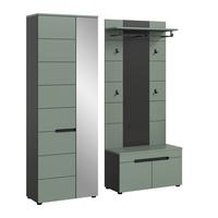 Garderobe Canu 3-teilig Grau/grün B: 160 Cm - Design, Holzwerkstoff (160/190/37cm) - Livetastic