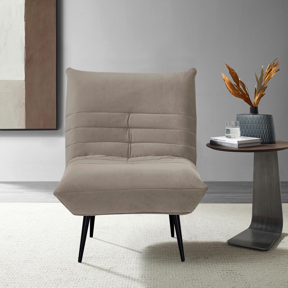 Sessel Jarvis Taupe Samt B: 75 cm - Taupe/Schwarz, MODERN, Textil (75/92/87cm) - MID.YOU